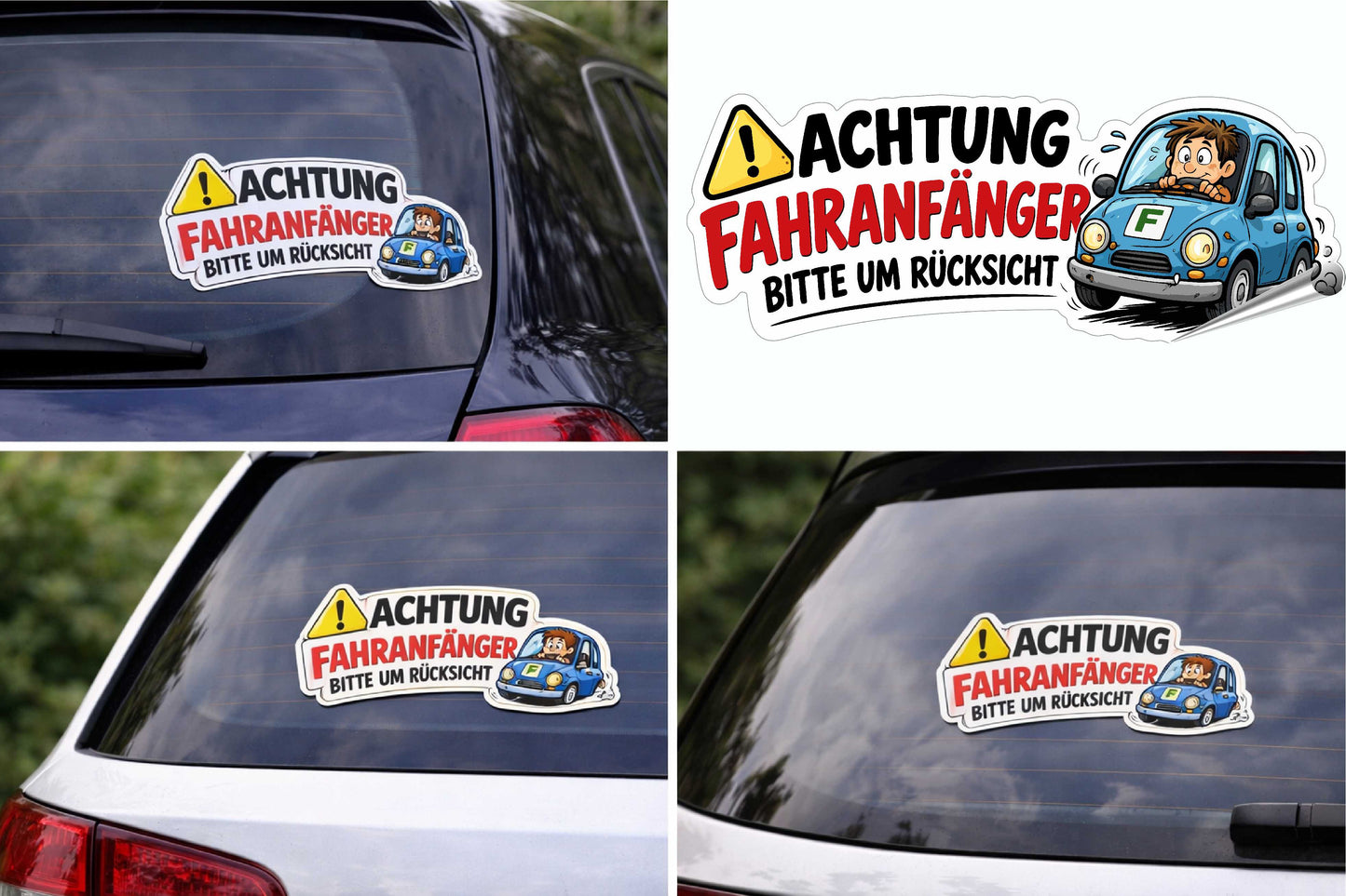 Aufkleber Fahranfänger - lustiger Auto Aufkleber im Comic Style Jungen / Männer Aufkleber Skins4u