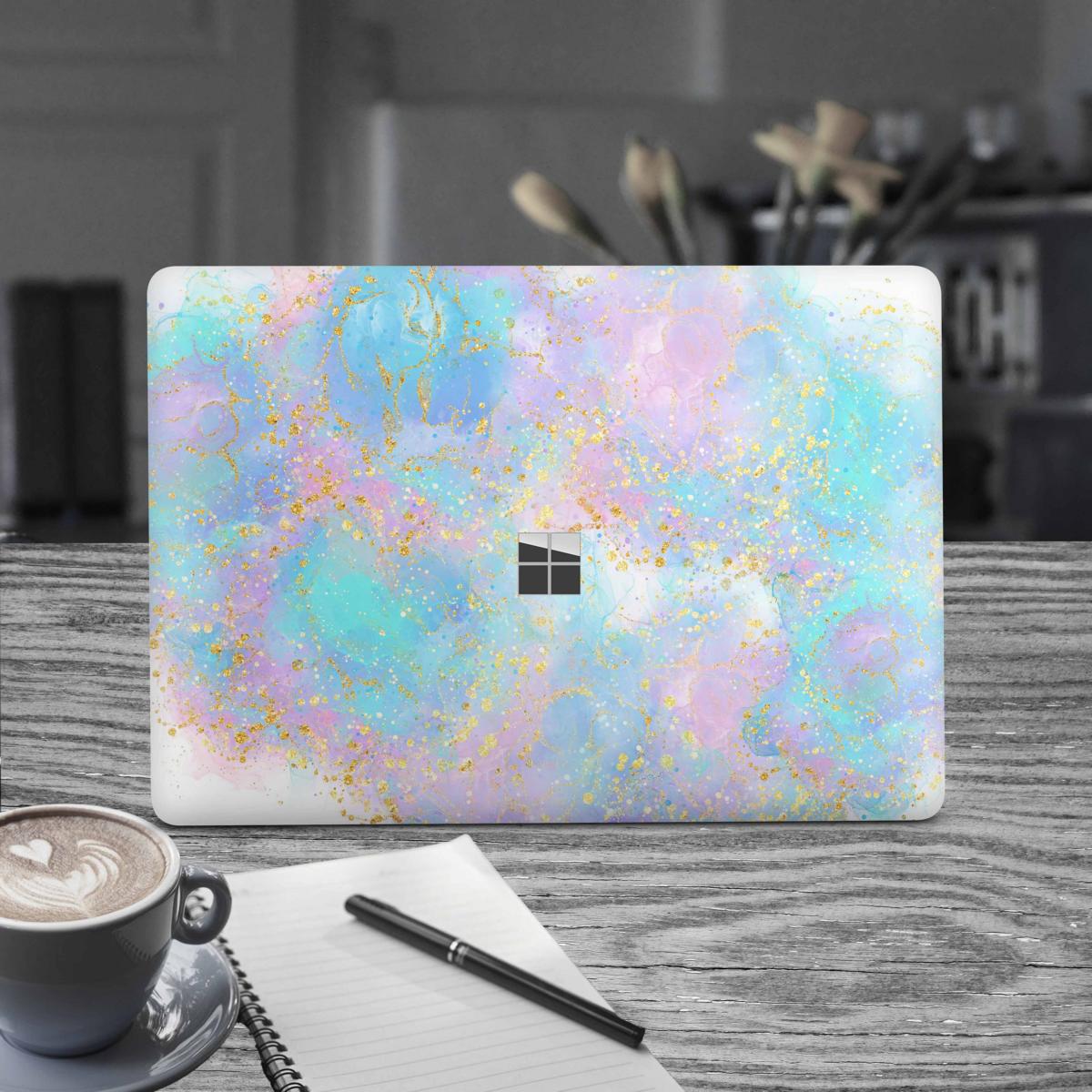 Microsoft Surface Laptop 3 4 5 Skin 13" Premium Vinylfolie Kratzerschutz Design Pink blue Glitter Elektronik-Sticker & -Aufkleber Skins4u