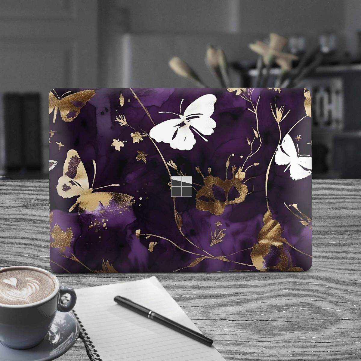 Microsoft Surface Laptop 3 4 5 Skin 13" Premium Vinylfolie Kratzerschutz Design Purple Butterfly Elektronik-Sticker & -Aufkleber Skins4u