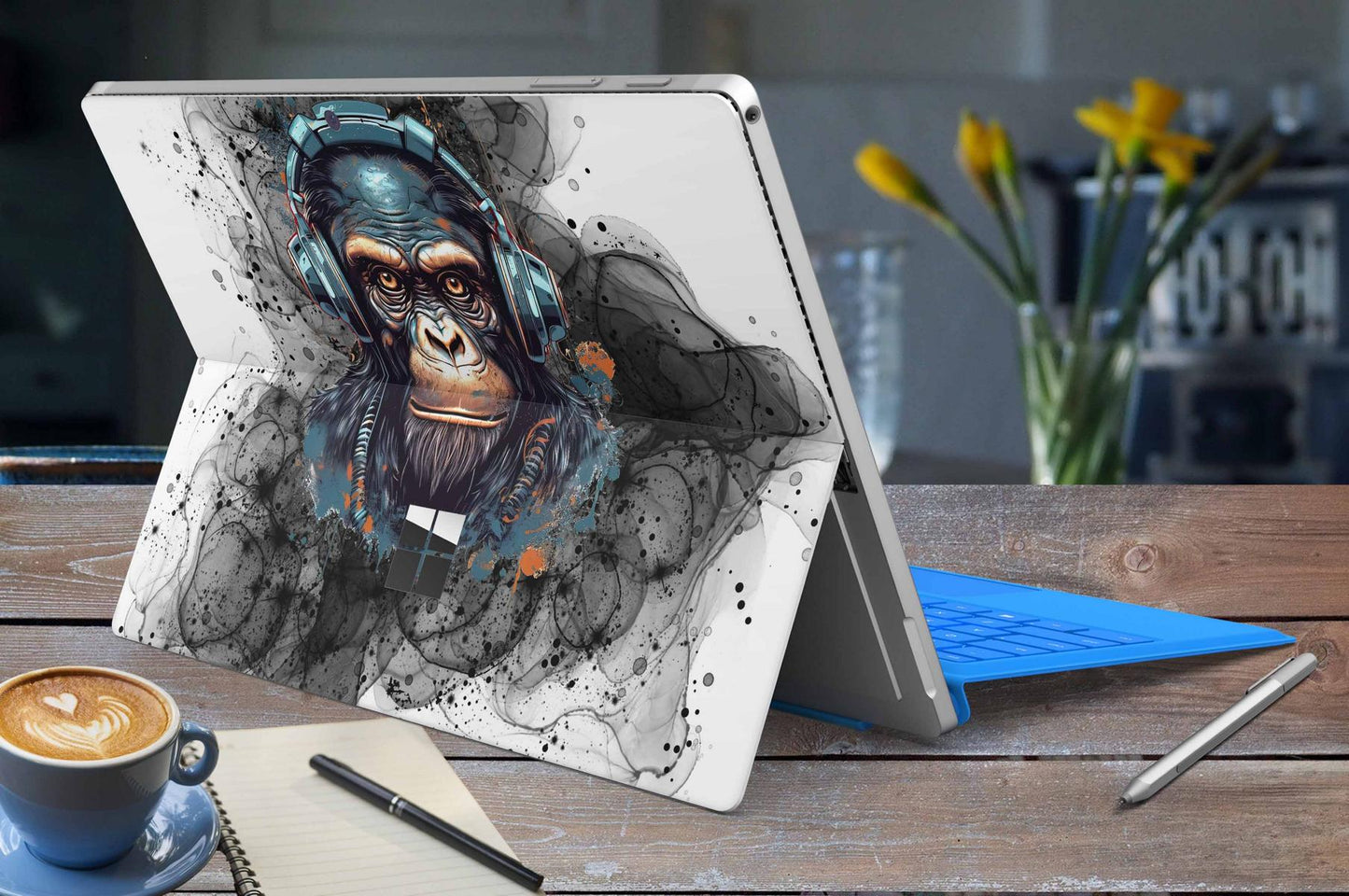 Microsoft Surface Go 1 Skins Design Vinyl Premium Folie Modellwahl Motiv Black Smoke Monkey Aufkleber skins4u