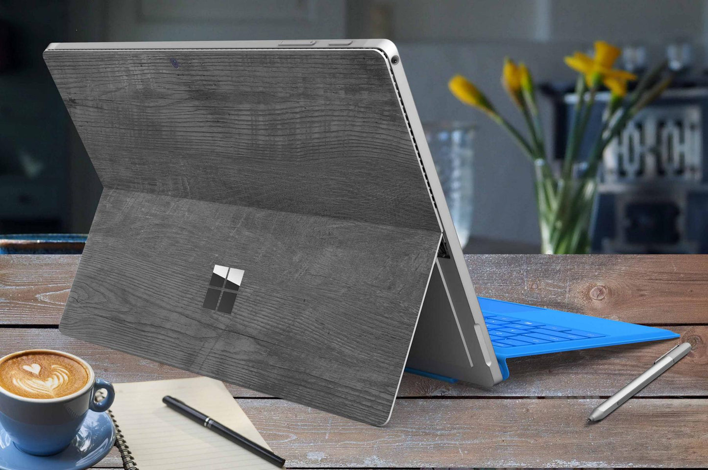 Microsoft Surface Pro 10 Skin Design Vinyl Premium Folie Modellwahl Motiv Black Woodgrain Aufkleber skins4u