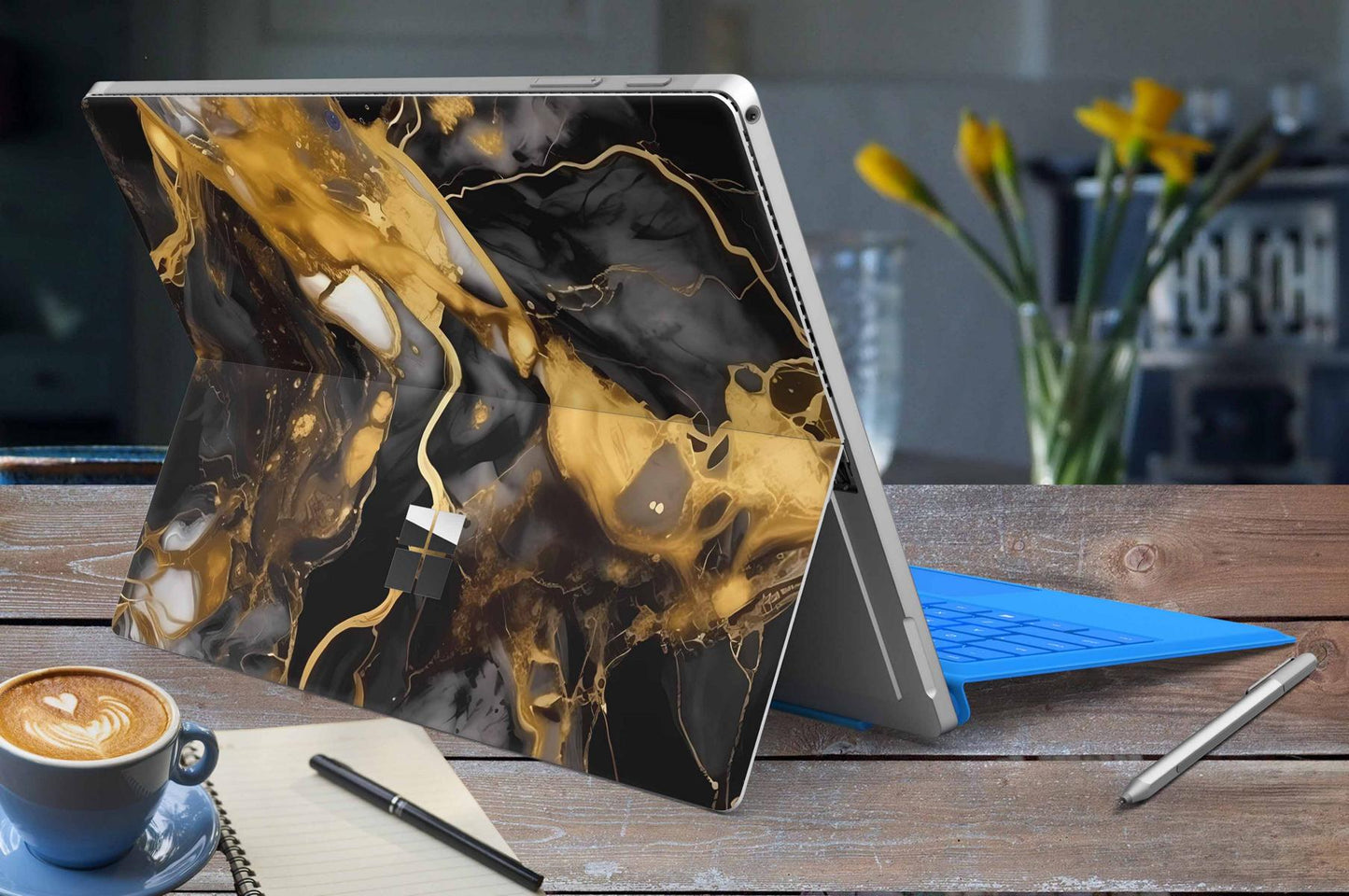 Microsoft Surface Pro 9 Skin Design Vinyl Premium Folie Modellwahl Motiv Dark Gold Aufkleber skins4u