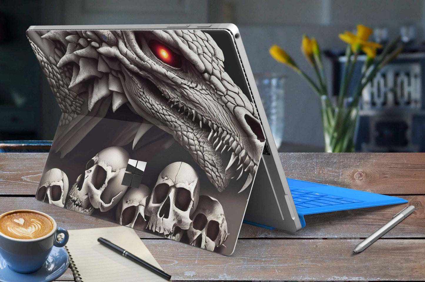 Microsoft Surface Pro 8 Skin Design Vinyl Premium Folie Modellwahl Motiv Dragon Skull Aufkleber skins4u