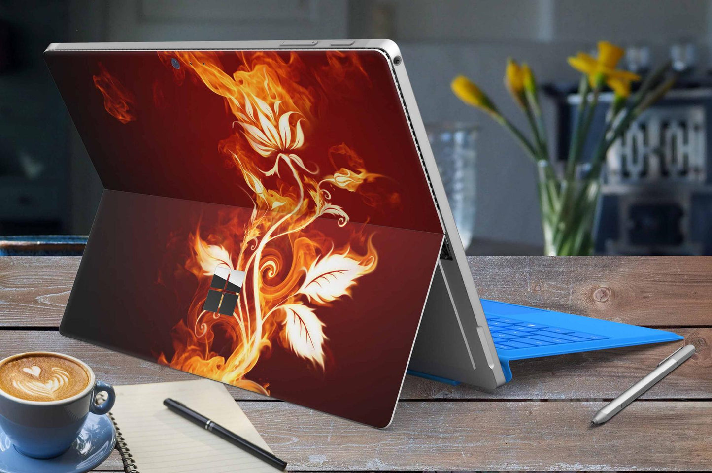 Microsoft Surface Go 4 Skins Design Vinyl Premium Folie Modellwahl Motiv Flower of Fire Aufkleber skins4u
