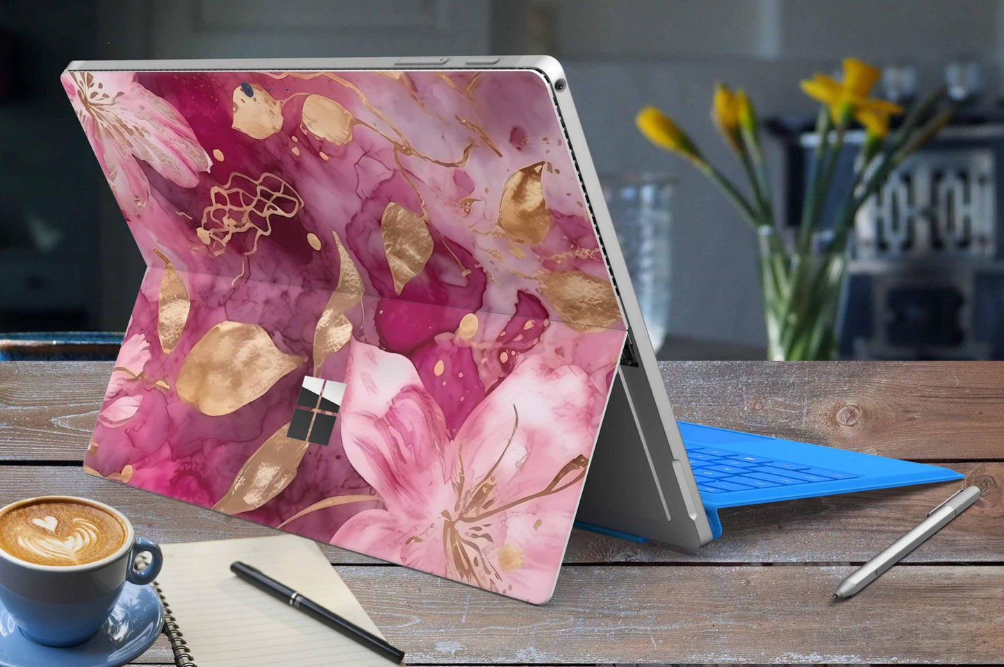 Microsoft Surface Go 1 Skins Design Vinyl Premium Folie Modellwahl Motiv Flower Power Aufkleber skins4u
