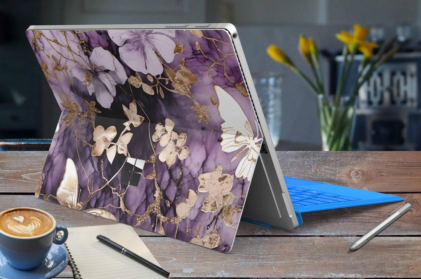 Microsoft Surface Pro 10 Skin Design Vinyl Premium Folie Modellwahl Motiv Flower & Butterfly Aufkleber skins4u