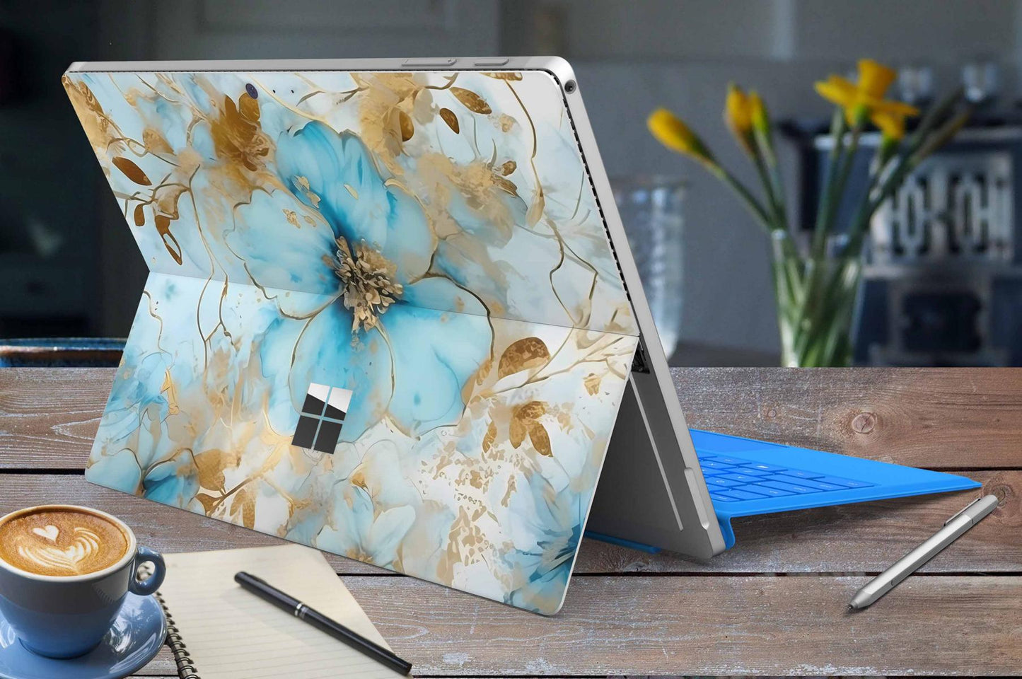 Microsoft Surface Go 3 Skins Design Vinyl Premium Folie Modellwahl Motiv Gold blue Fabtasy Aufkleber skins4u
