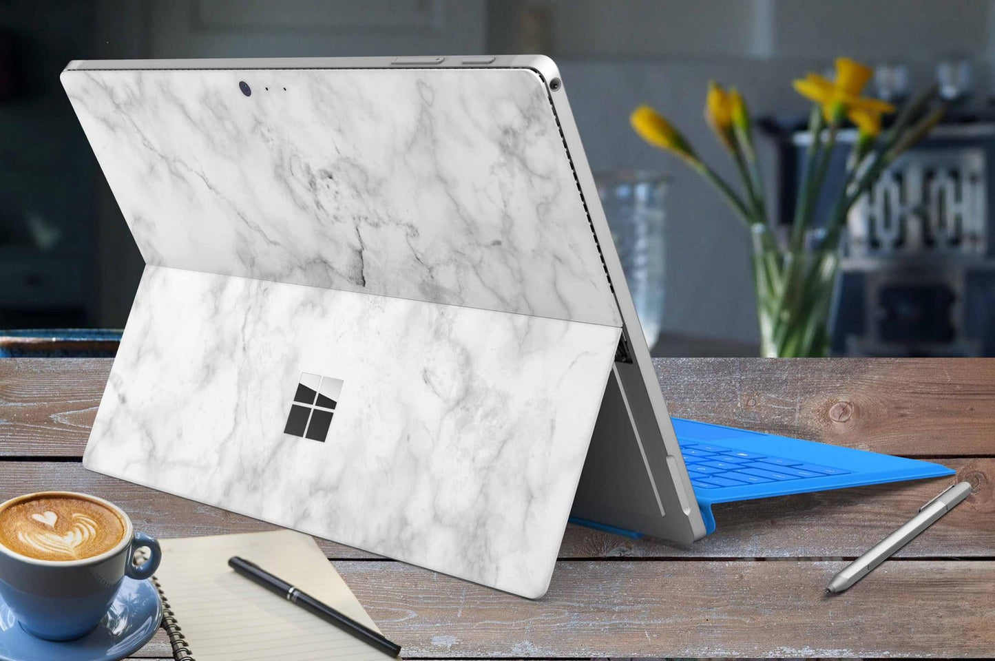 Microsoft Surface Go 2 Skins Design Vinyl Premium Folie Modellwahl Motiv Marmor weiss Aufkleber skins4u