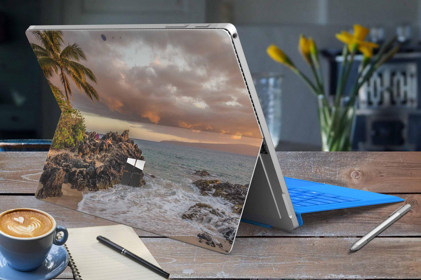 Microsoft Surface Pro 4 / 5 / 6 Skin Design Vinyl Premium Folie Modellwahl Motiv Palmenstrand Aufkleber skins4u
