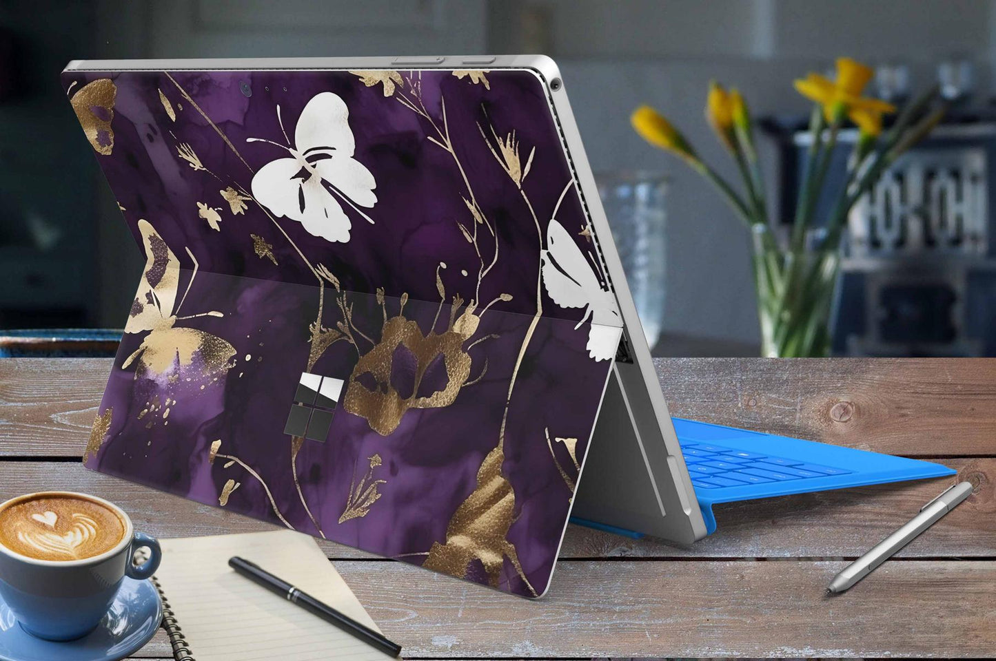 Microsoft Surface Pro 4 / 5 / 6 Skin Design Vinyl Premium Folie Modellwahl Motiv Purple Butterfly Aufkleber skins4u