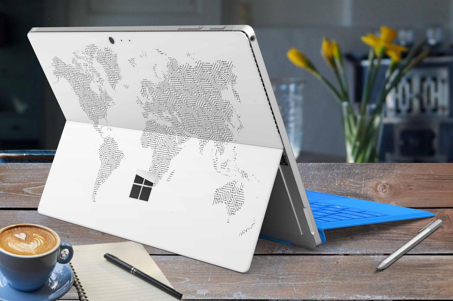 Microsoft Surface Go 4 Skins Design Vinyl Premium Folie Modellwahl Motiv Weltkarte Aufkleber skins4u