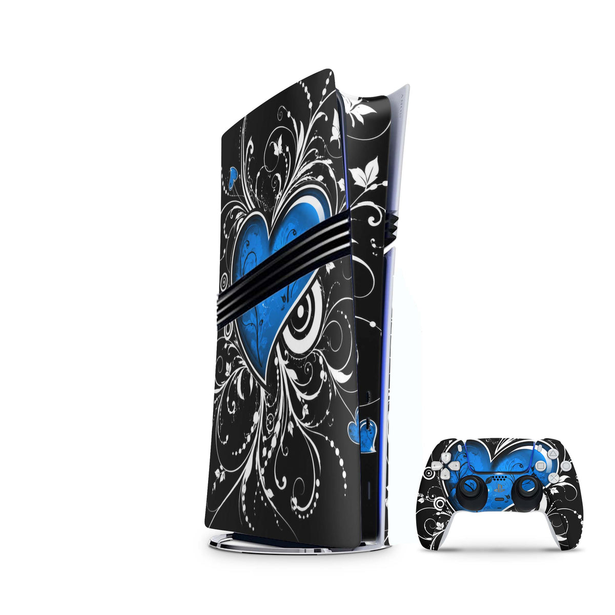 PS5 Pro Skin Blue Heart mit passendem Controller Skin