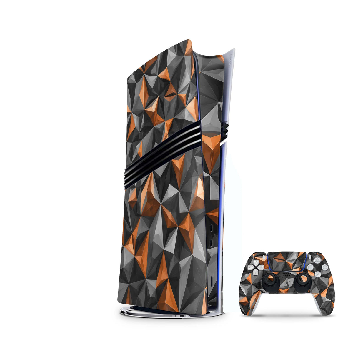 PS5 Pro Skin PolyOrange mit passendem Controller Skin