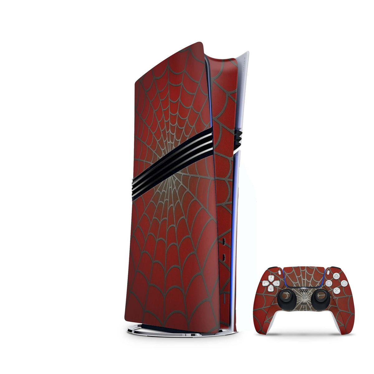PS5 Pro Skin Spiderweb Red mit passendem Controller Skin