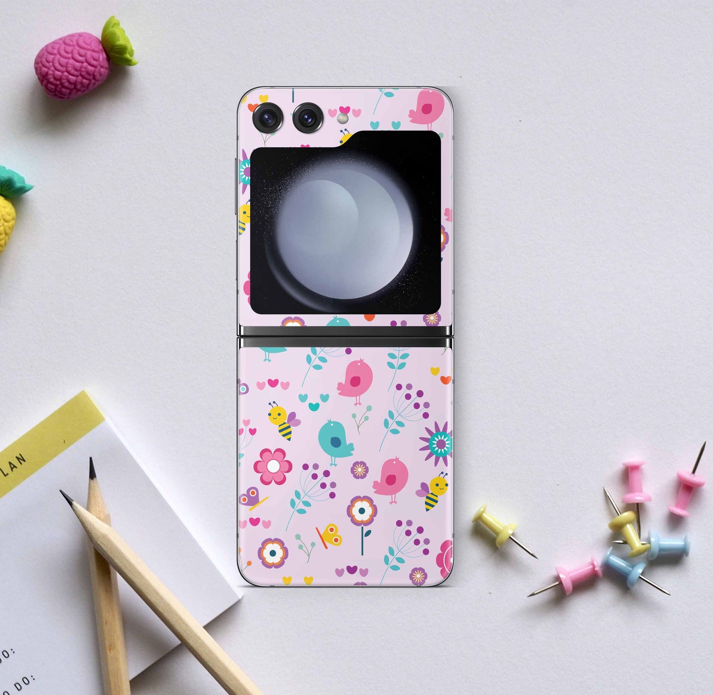 Samsung Galaxy Z Flip5 Skins Design Vinyl Premium Folien Kratzerschutz Motiv Birds Vintage Aufkleber skins4u