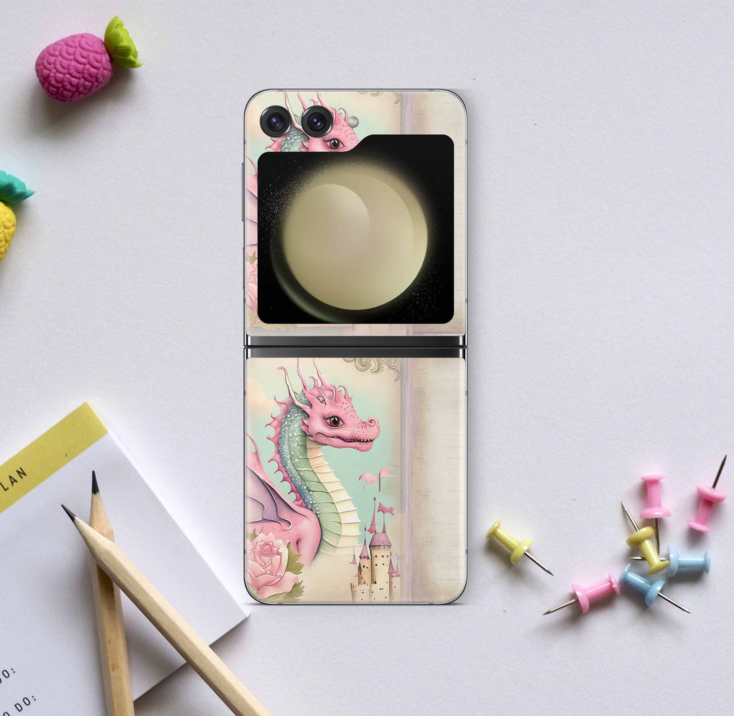 Samsung Galaxy Z Flip5 Skins Design Vinyl Premium Folien Kratzerschutz Motiv Pink Dragon Aufkleber skins4u
