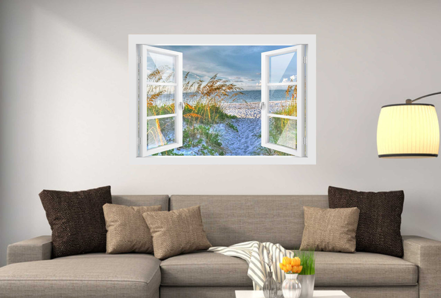 Offenes Fenster 3D Wandtattoo – Selbstklebender Wandaufkleber/Wandsticker – Motiv Strandweg Ulruab Wandtattoo skins4u
