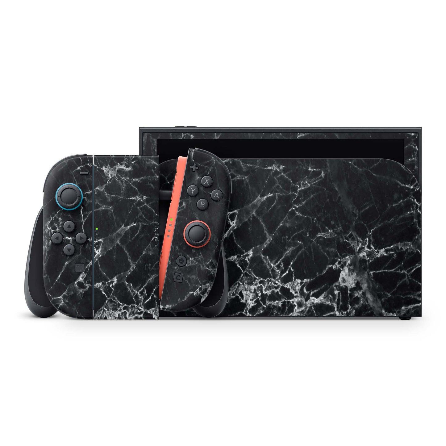 Nintendo Switch 2 Aufkleber Folien Skin Set Schutzfolie Modding Design Marmor schwarz Aufkleber Skins4u