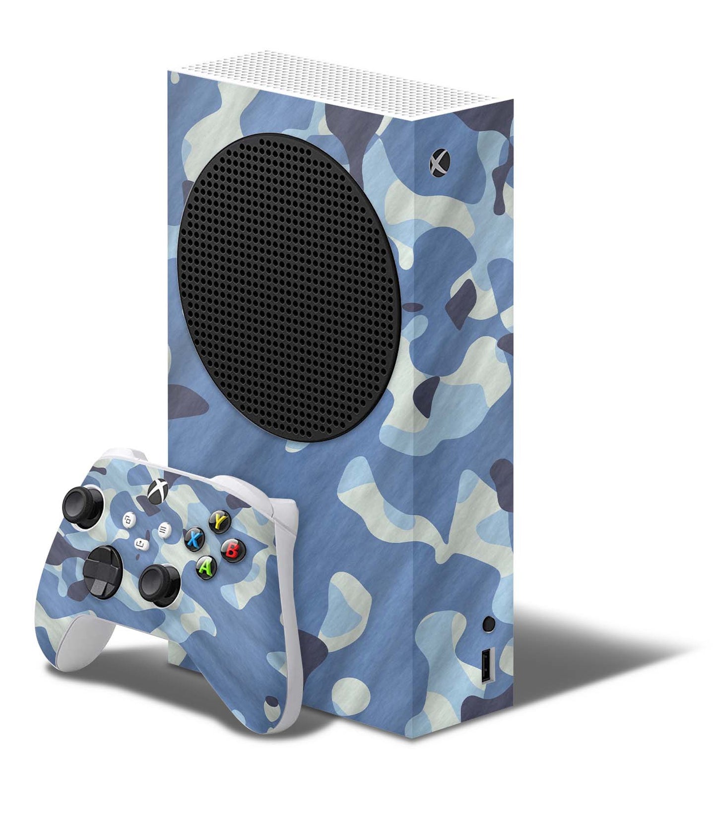 Xbox Series S Skin Folie Konsolen Aufkleber mit Controller Skin Waving Camo Blue Elektronik-Sticker & -Aufkleber skins4u