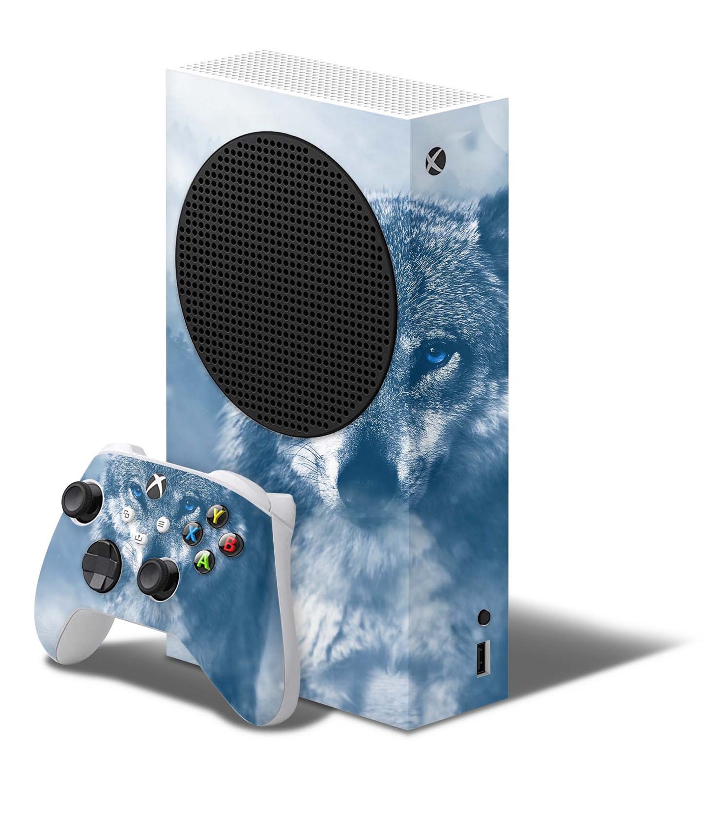 Xbox Series S Skin Folie Konsolen Aufkleber mit Controller Skin Wolf blue eyes Elektronik-Sticker & -Aufkleber skins4u