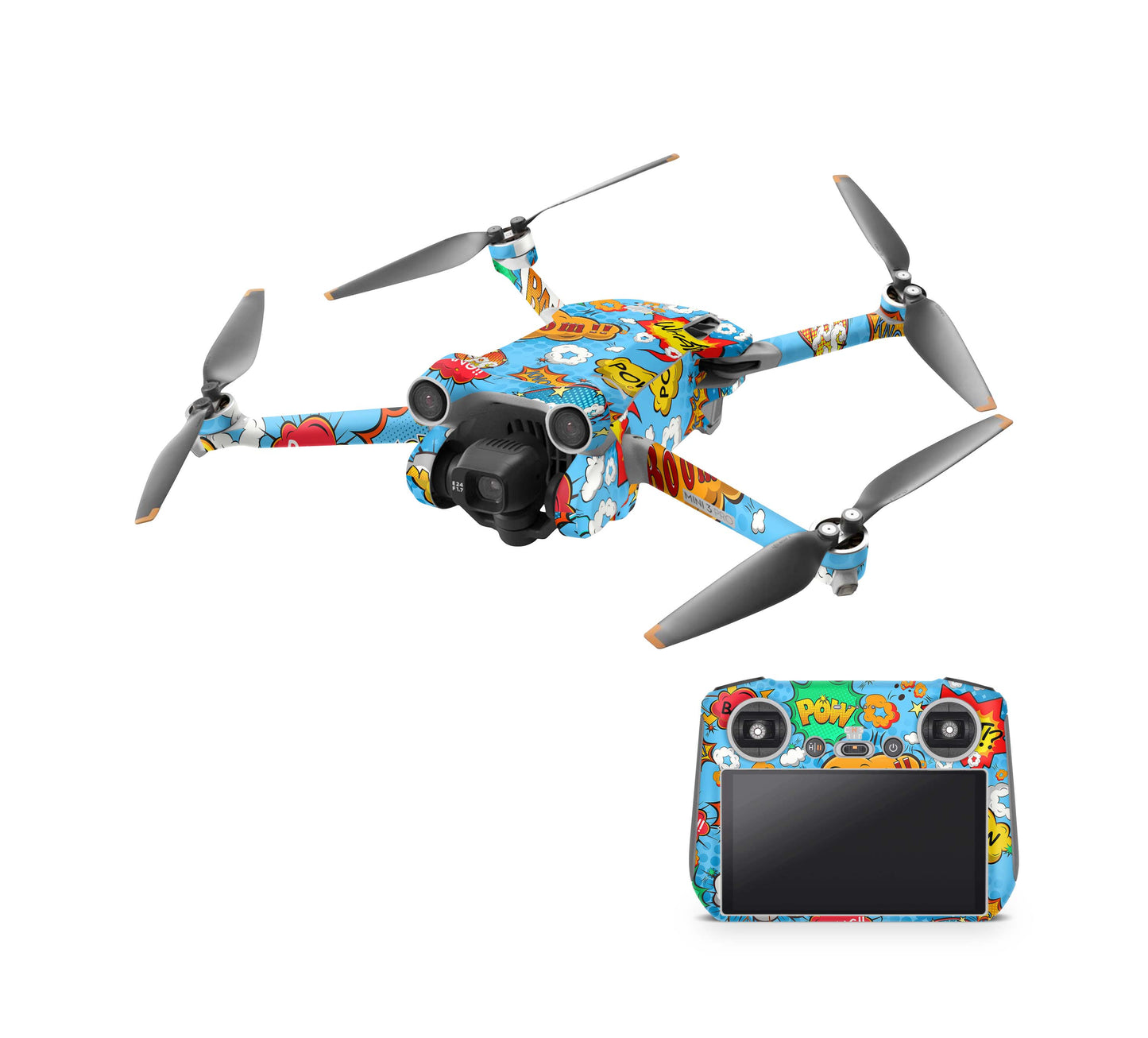 DJI Mini 4 Pro Skin + RC2 Controller Skins Vinyl Folierung Drohne Comics blau Aufkleber skins4u