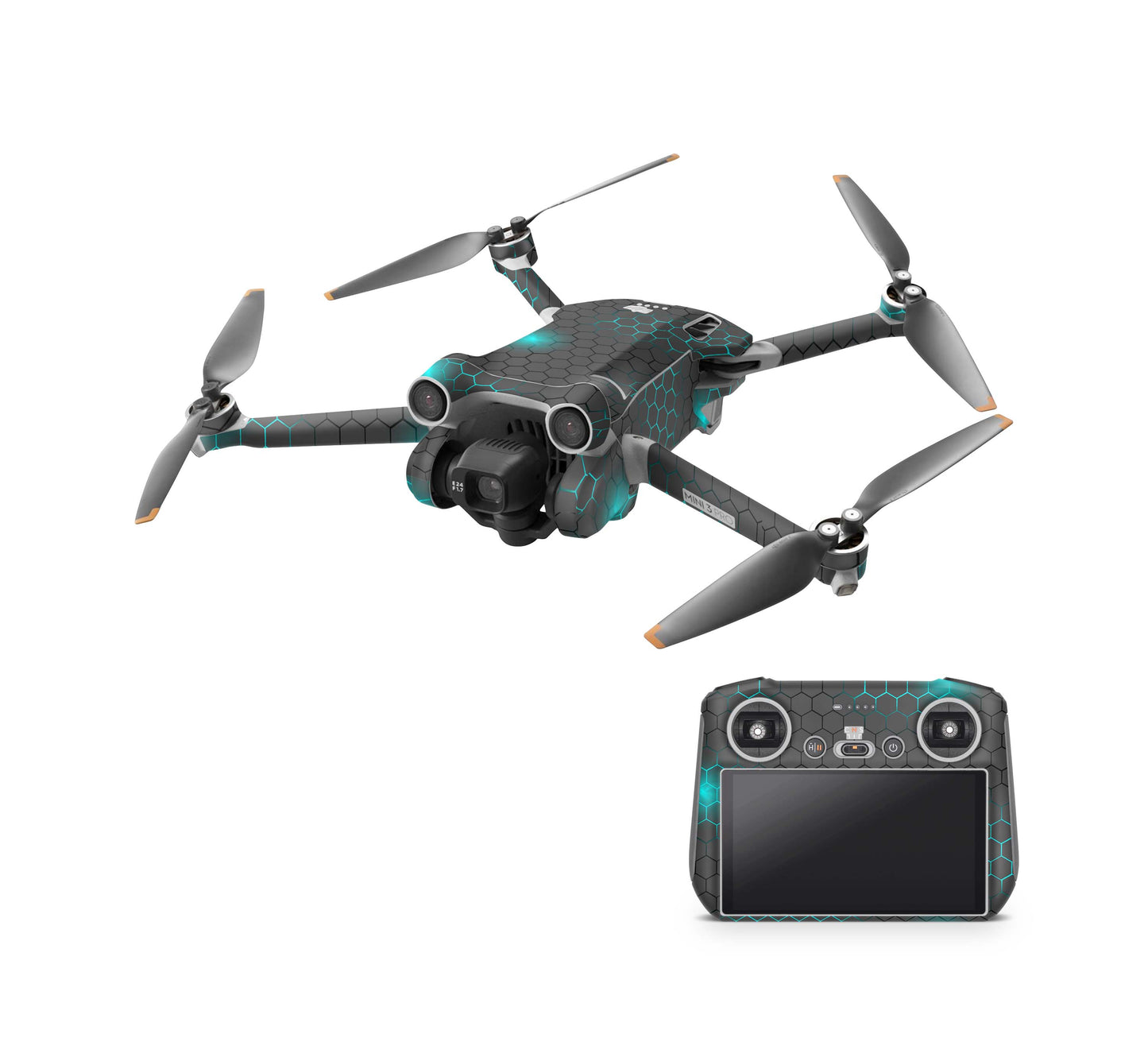 DJI Mini 4 Pro Skin + RC2 Controller Skins Vinyl Folierung Drohne Exo small blue Aufkleber skins4u