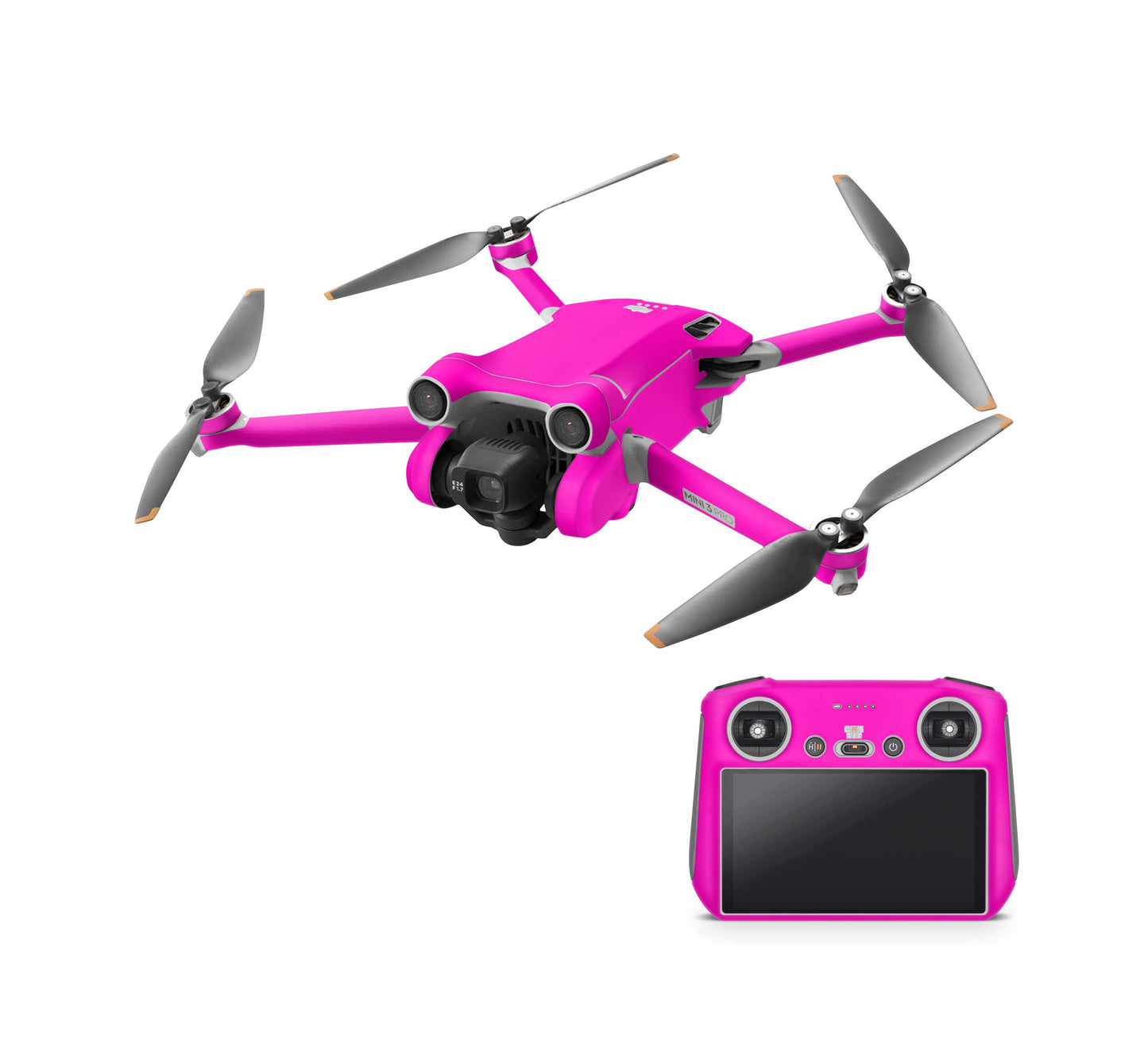 DJI Mini 4 Pro Skin + RC2 Controller Skins Vinyl Folierung Drohne Neon Glanz pink Aufkleber skins4u