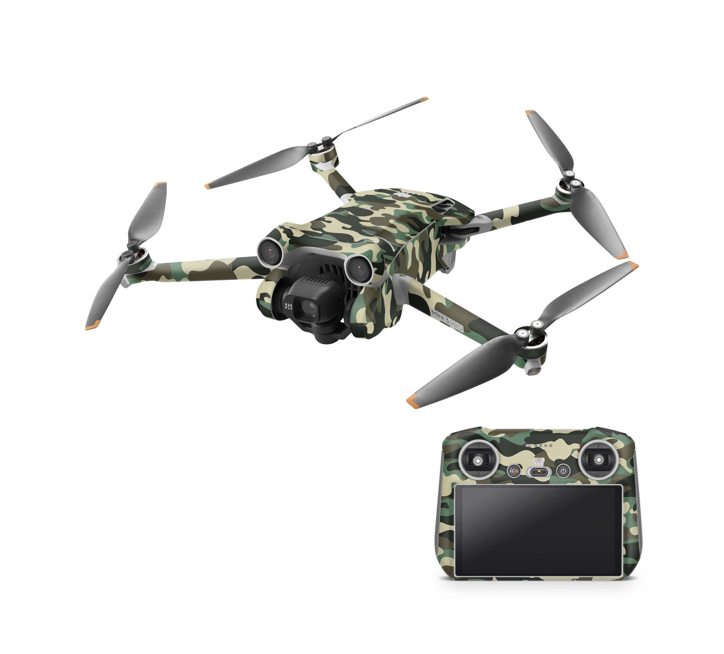 DJI Mini 4 Pro Skin + RC2 Controller Skins Vinyl Folierung Drohne Wood Camo Aufkleber skins4u