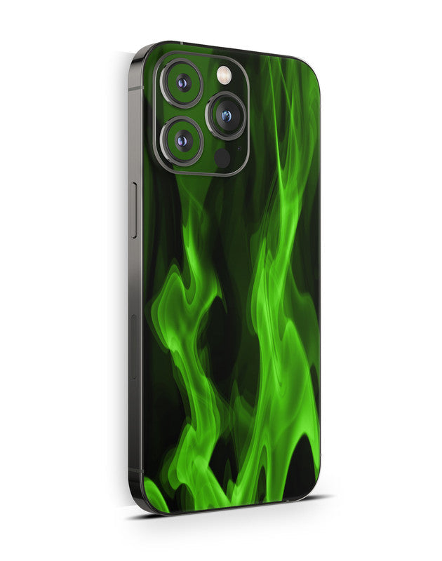 iPhone 16 Skin Schutzfolie Aufkleber Design Vinyl Folie Grune Flammen Aufkleber Skins4u