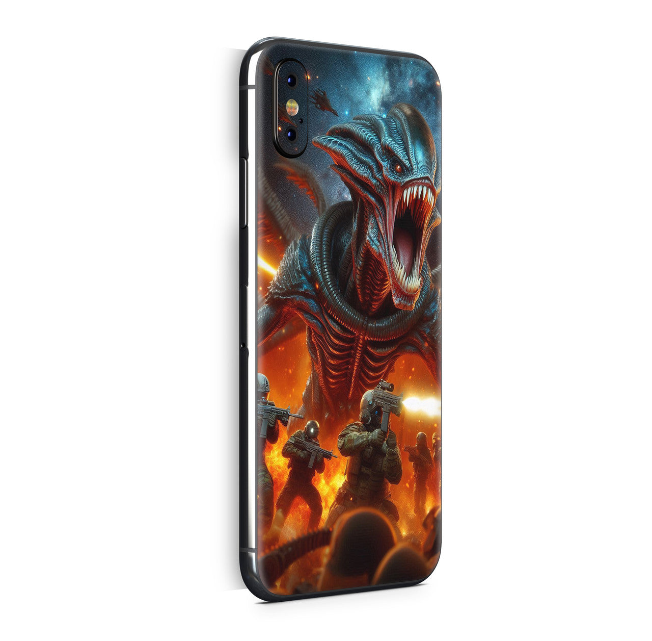 iPhone X Skin Design Vinyl Schutzfolie Backcover Alien Attack Aufkleber Skins4u