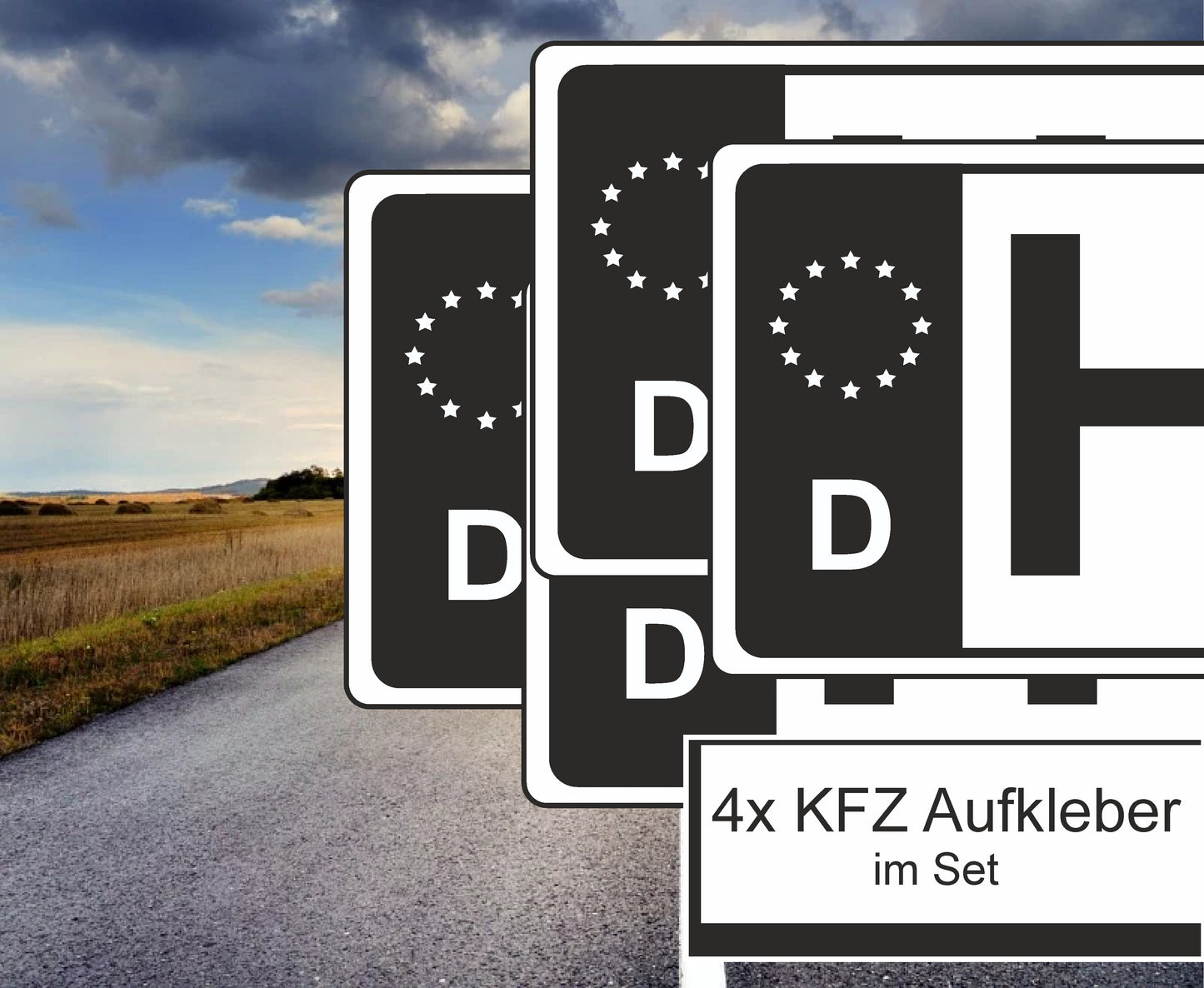 2x Kennzeichen Aufkleber Nummernschild EU Deutschland Sticker Schwarz matt Aufkleber Skins4u