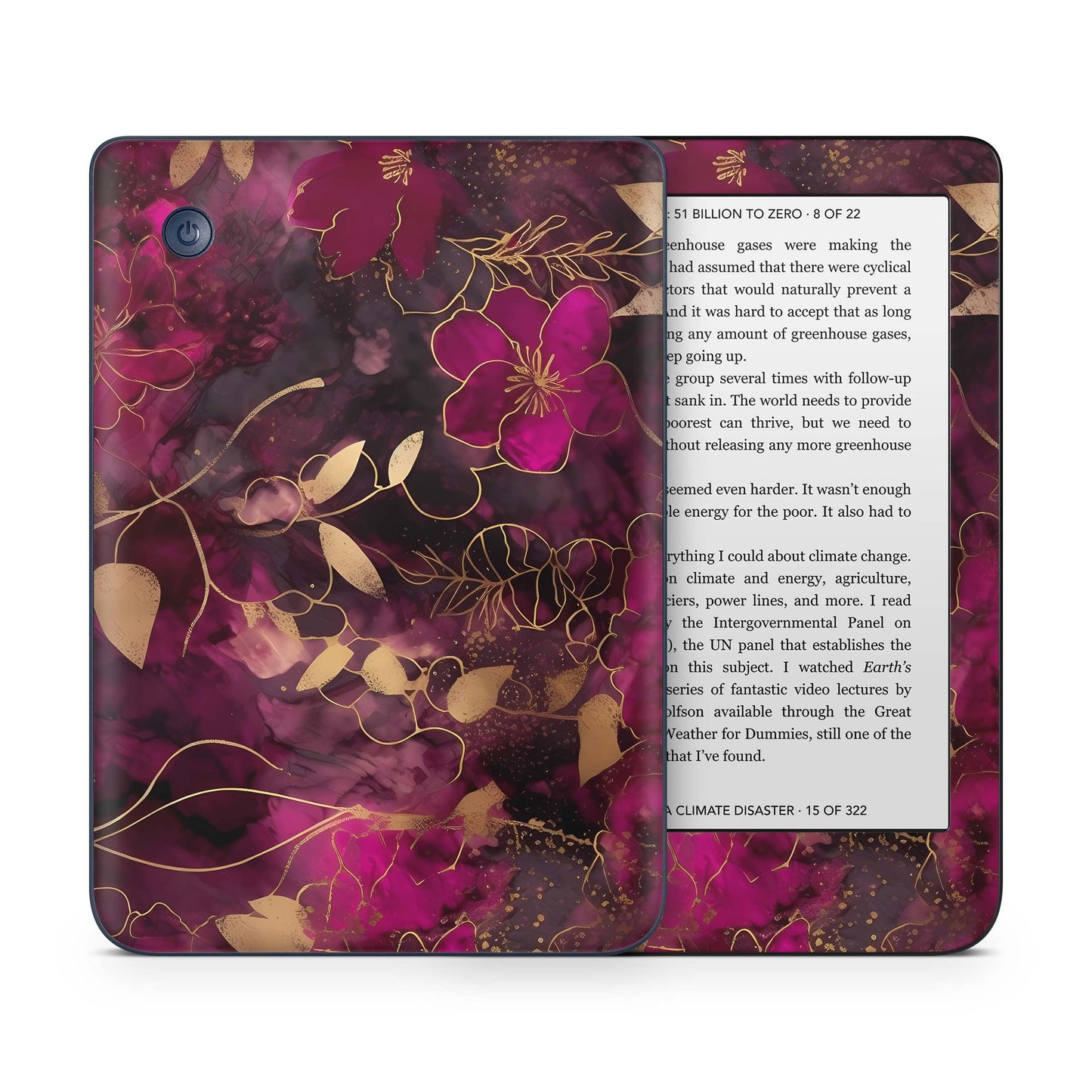 Kobo Clara Colour / Tolino Shine Color Skin Schutzfolie Kratzerschutz Design Vinyl Aufkleber Flowers Dark Aufkleber skins4u
