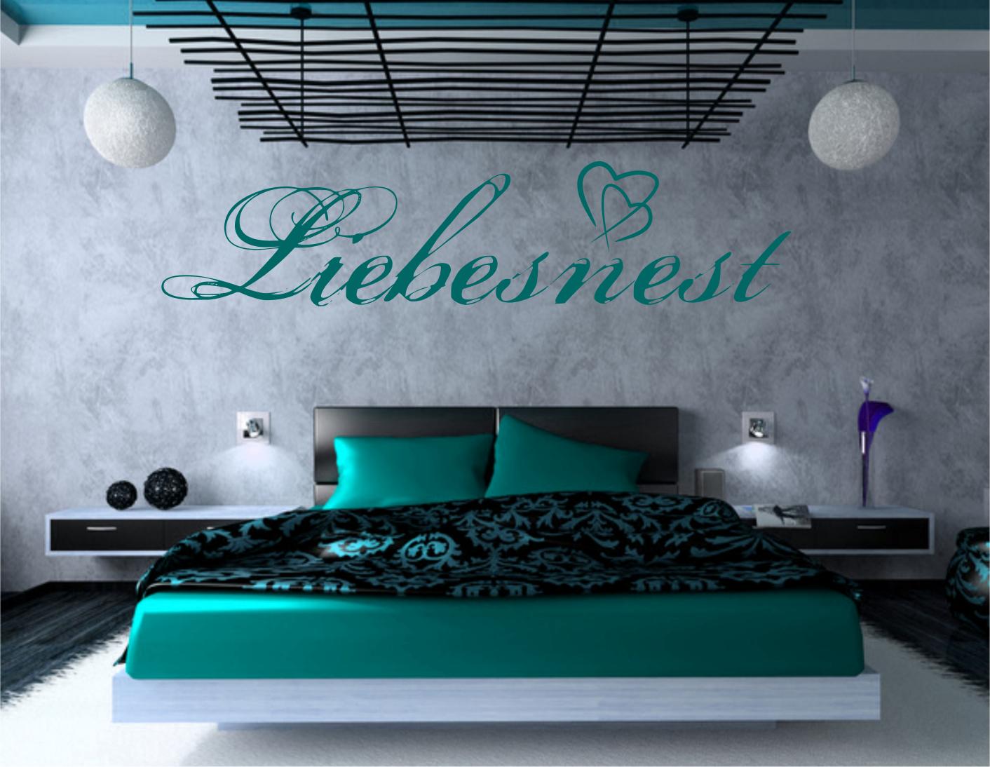Wandtattoo Liebesnest Liebe Herz Schriftzug Wandaufkleber Schlafzimmer Wandtattoo Skins4u