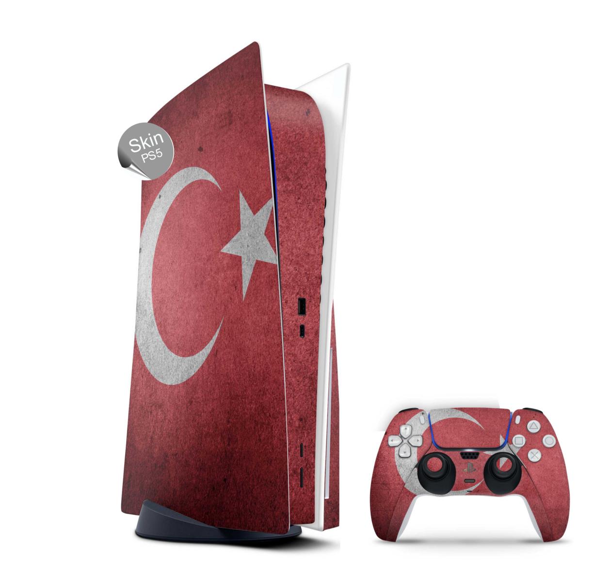 PS5 Skin Design Aufkleber Vinyl Folie Premium Skins mit PS5 Controller Türkei Vintage Aufkleber Skins4u