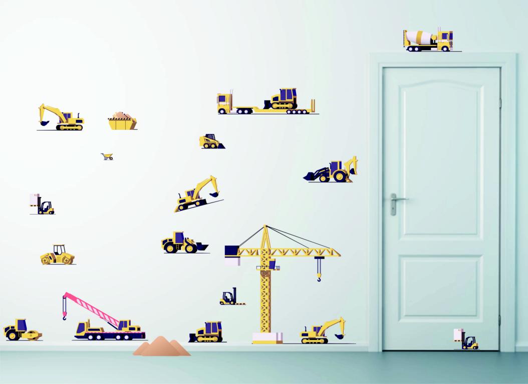 Wandtattoo Aufkleber Sticker Baustelle Fahrzeuge Wandtattoo Skins4u