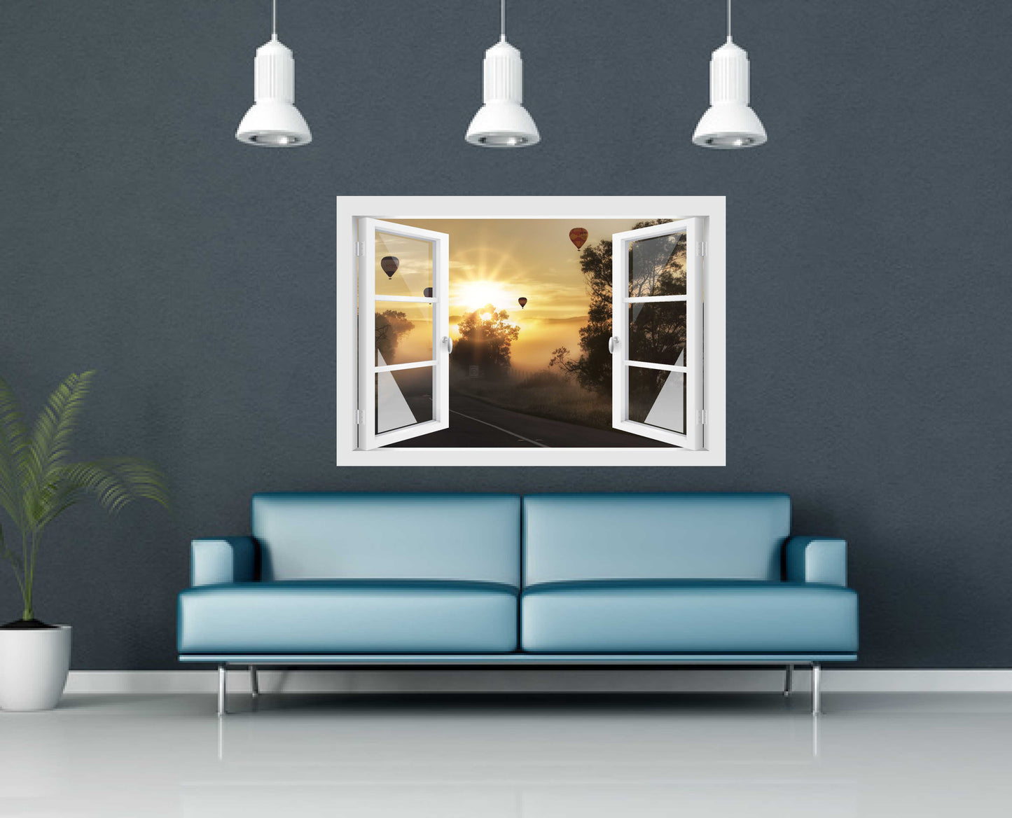 Offenes Fenster 3D Wandtattoo – Selbstklebender Wandaufkleber/Wandsticker – Motiv Ballons Wandtattoo skins4u