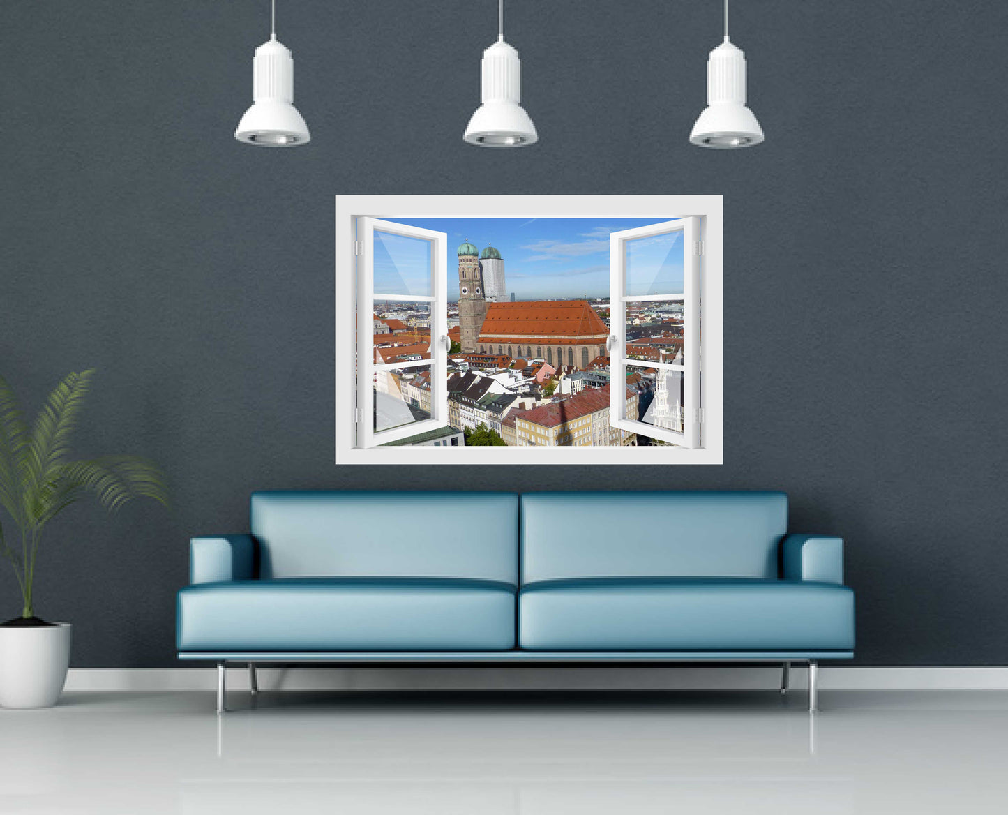 Offenes Fenster 3D Wandtattoo – Selbstklebender Wandaufkleber/Wandsticker – Motiv München Wandtattoo skins4u