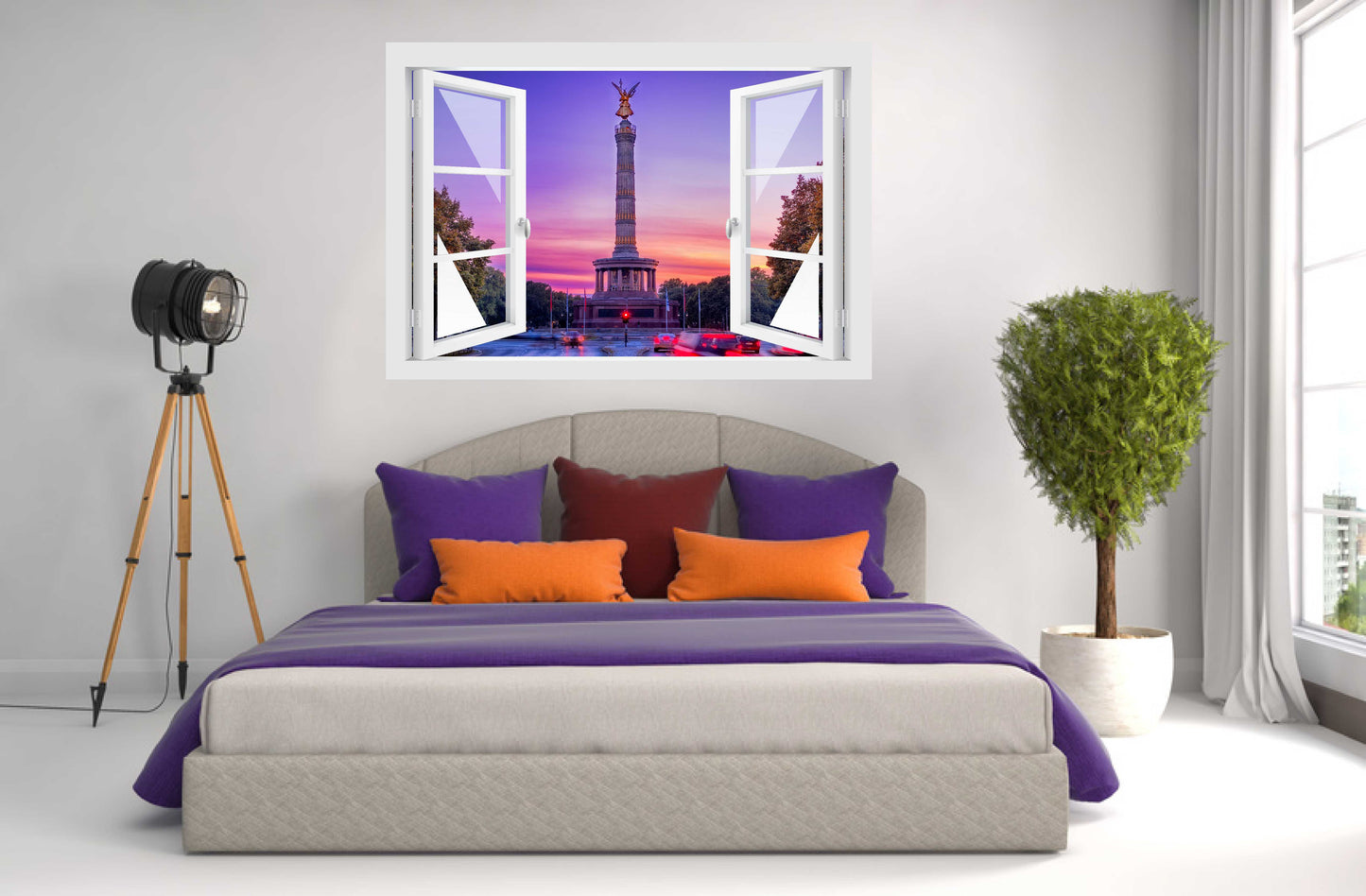 Offenes Fenster 3D Wandtattoo – Selbstklebender Wandaufkleber/Wandsticker – Motiv Siegessäule Wandtattoo skins4u