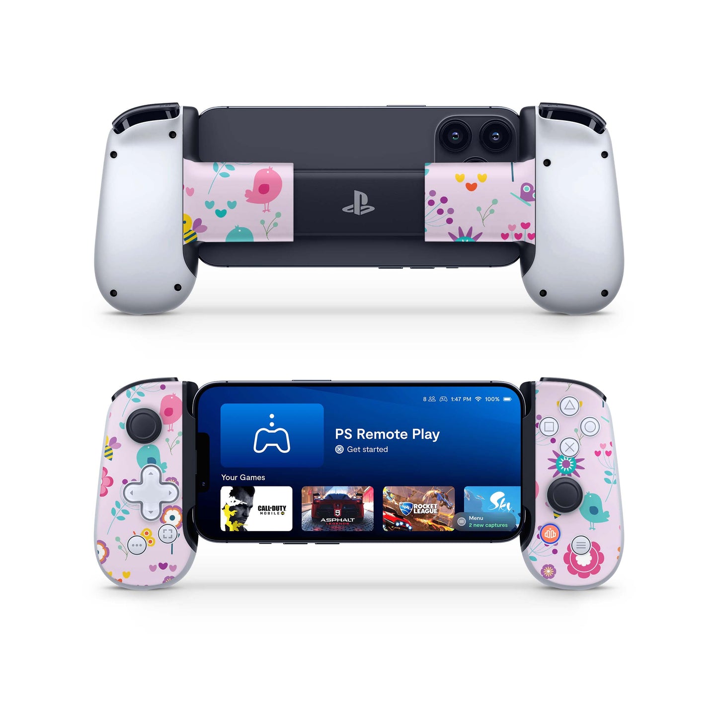 BackBone One Skin Controller Skins Vorder und Rückseite Birds Vintage Elektronik-Sticker & -Aufkleber skins4u