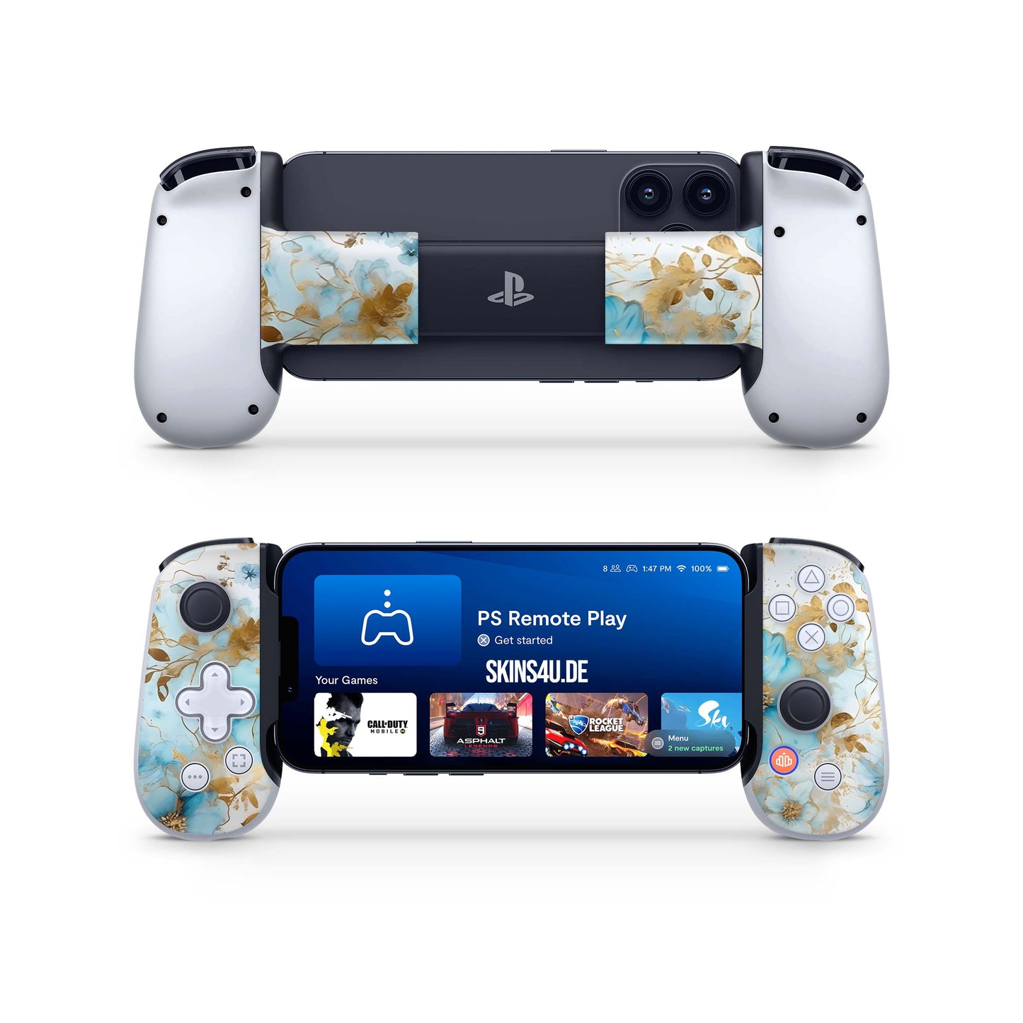 BackBone One Skin Controller Skins Vorder und Rückseite Gold blue Fantasy Elektronik-Sticker & -Aufkleber skins4u