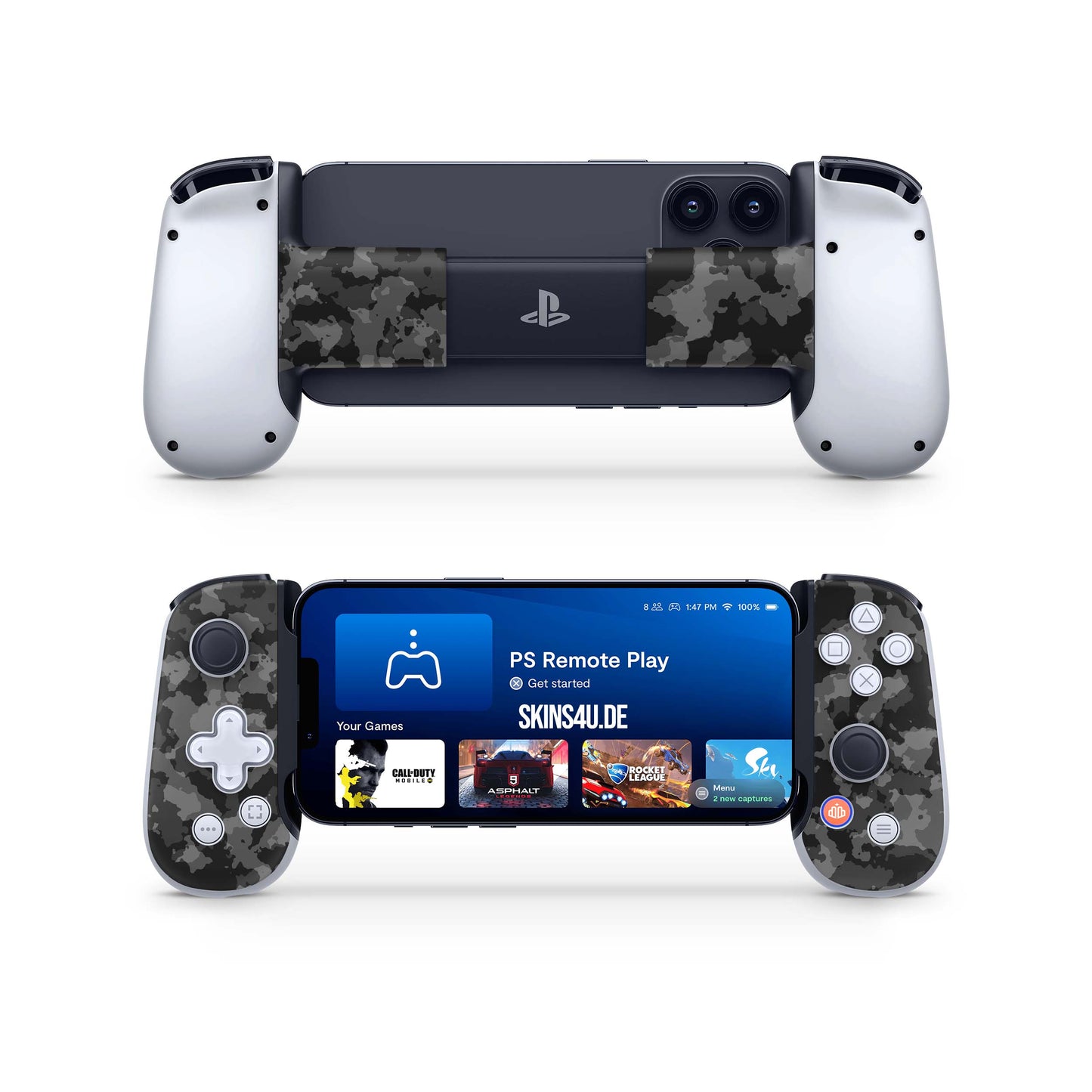 BackBone One Skin Controller Skins Vorder und Rückseite Shadow camo grey Elektronik-Sticker & -Aufkleber skins4u