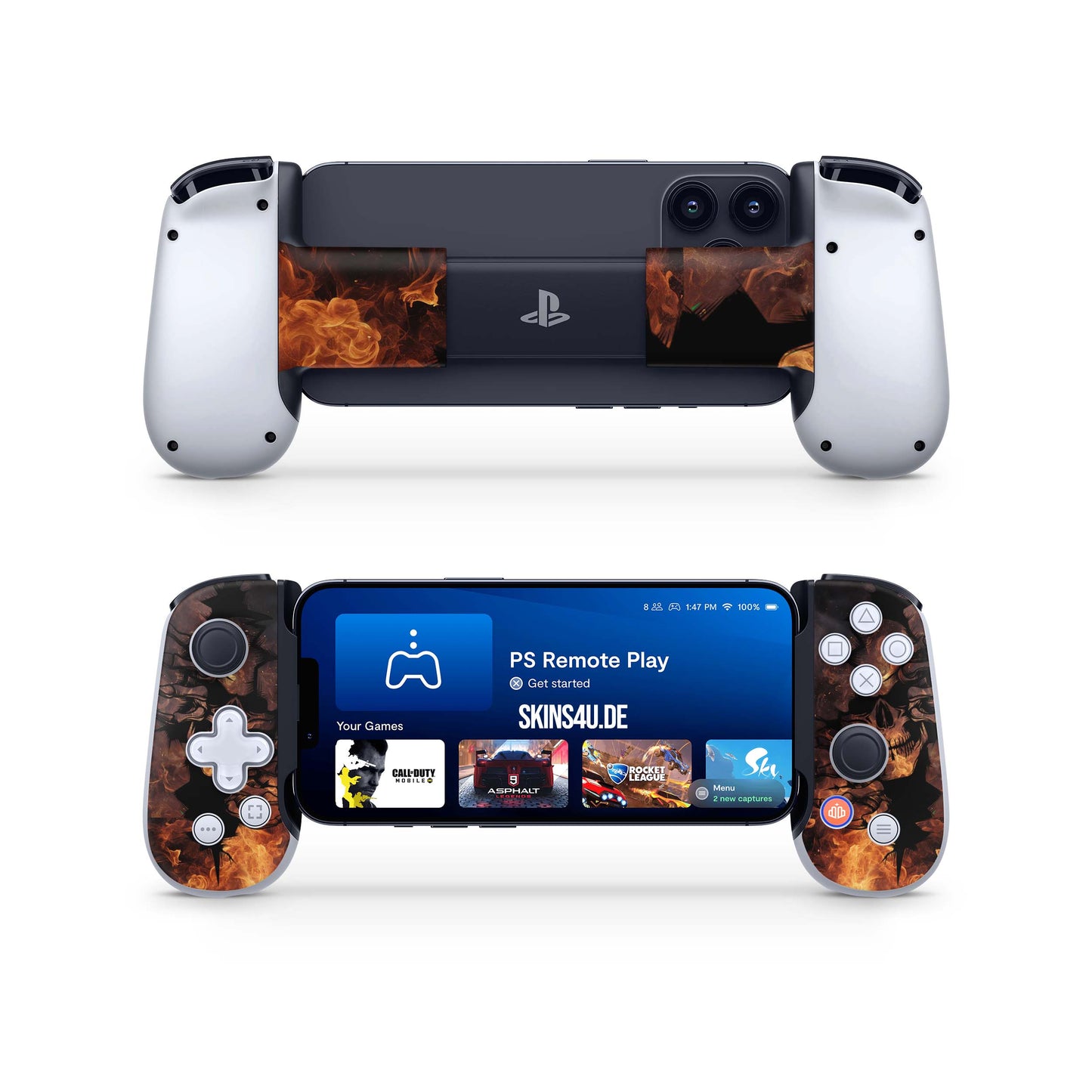 BackBone One Skin Controller Skins Vorder und Rückseite Skull on Fire Elektronik-Sticker & -Aufkleber skins4u