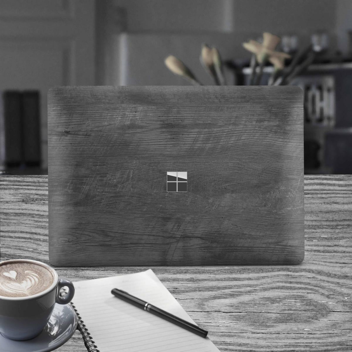 Microsoft Surface Laptop Go 1 / Go 2 Skins Premium Vinylfolie Kratzerschutz Design Black Woodgrain Elektronik-Sticker & -Aufkleber Skins4u