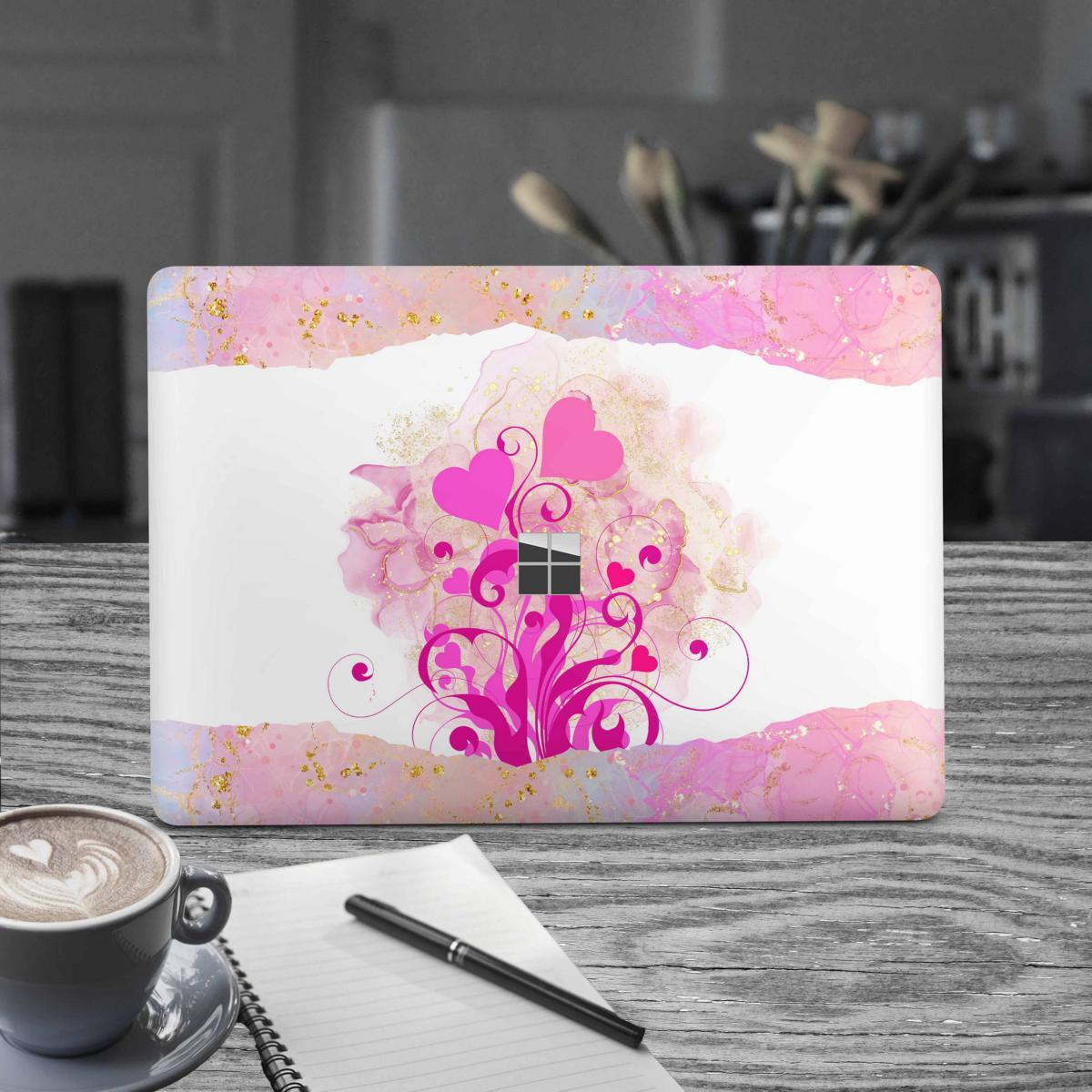 Microsoft Surface Laptop Go 1 / Go 2 Skins Premium Vinylfolie Kratzerschutz Design Boarder Hearts Elektronik-Sticker & -Aufkleber Skins4u