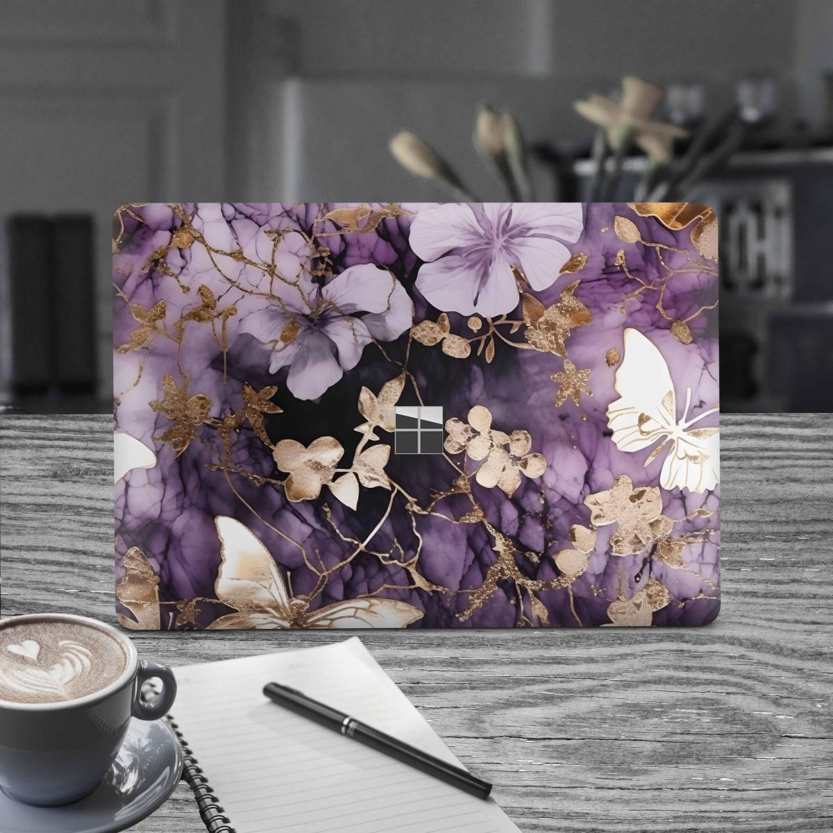Microsoft Surface Laptop Go 1 / Go 2 Skins Premium Vinylfolie Kratzerschutz Design Flower & Butterfly Elektronik-Sticker & -Aufkleber Skins4u