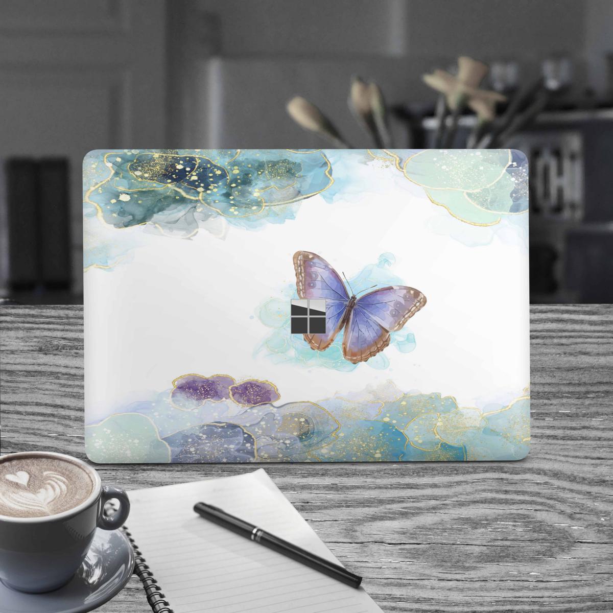 Microsoft Surface Laptop Go 1 / Go 2 Skins Premium Vinylfolie Kratzerschutz Design Glitter Butterfly Elektronik-Sticker & -Aufkleber Skins4u
