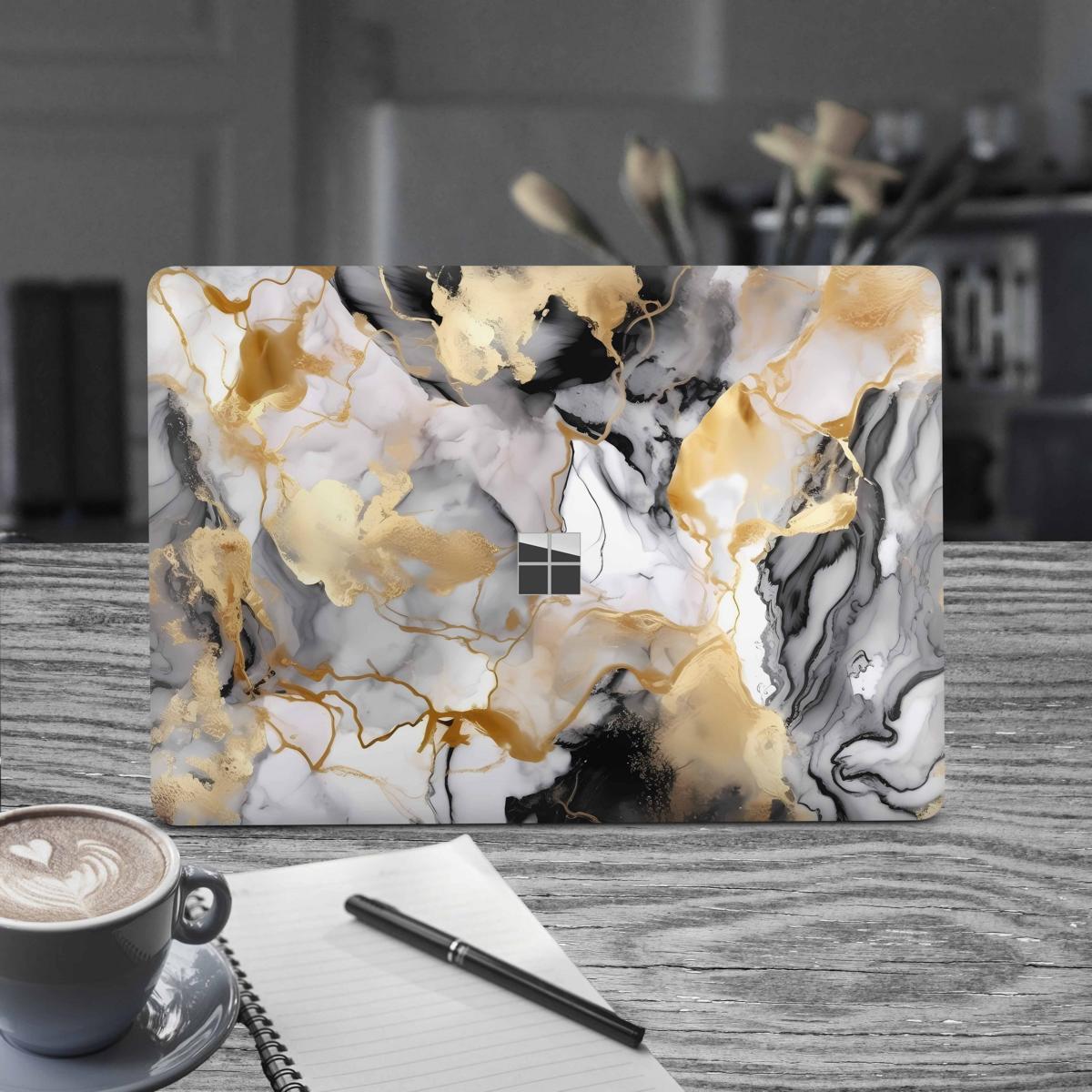 Microsoft Surface Laptop 3 4 5 Skin 15" Premium Vinylfolie Kratzerschutz Design Marmor gold black Elektronik-Sticker & -Aufkleber Skins4u