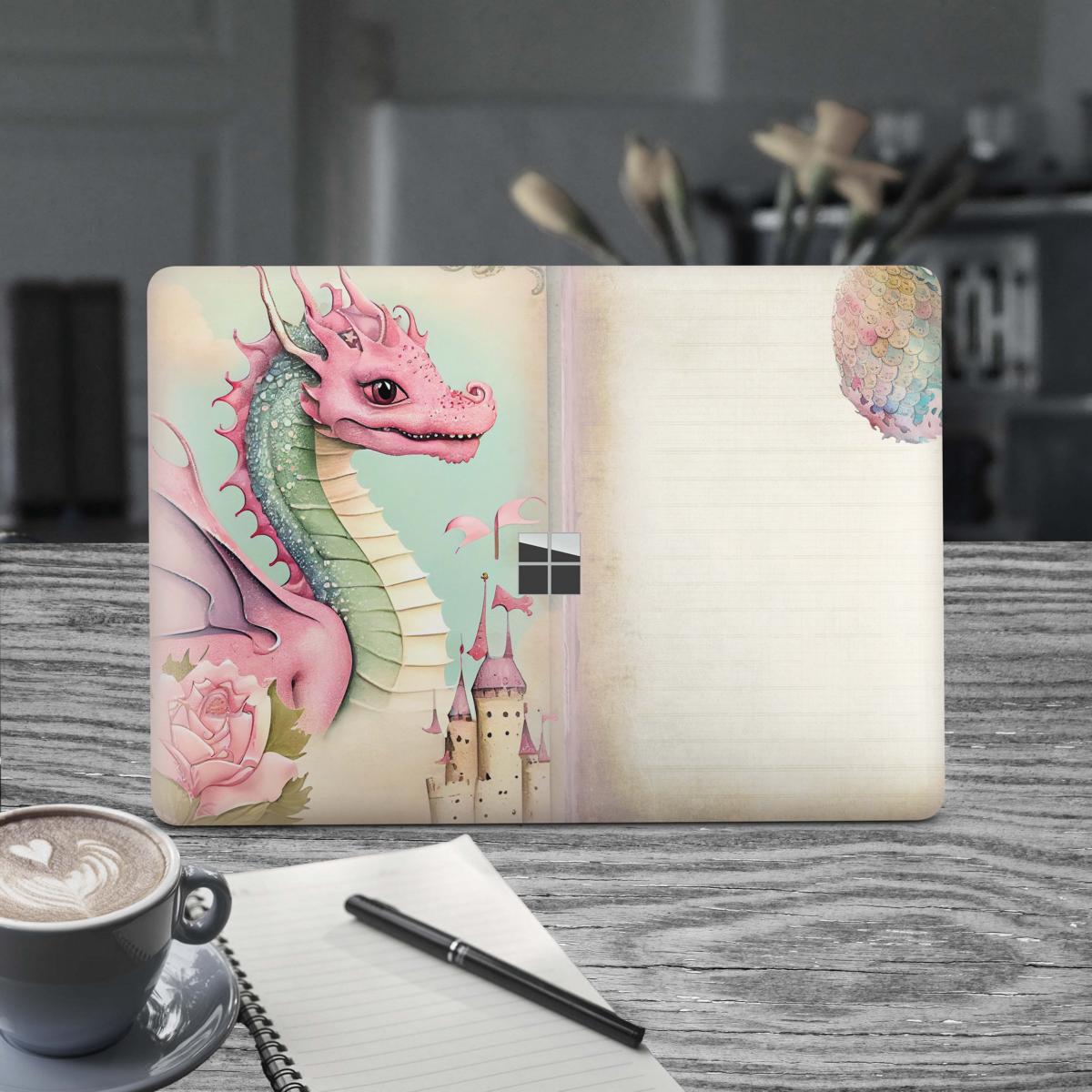 Microsoft Surface Book 2 Skin 13" Premium Vinylfolie Kratzerschutz Design Pink Dragon Elektronik-Sticker & -Aufkleber Skins4u