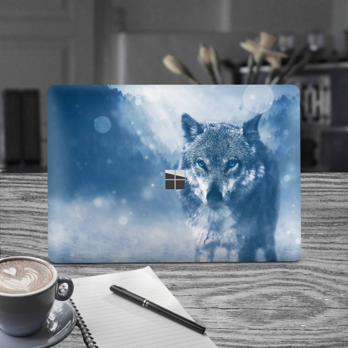 Microsoft Surface Book 2 Skin 15" Premium Vinylfolie Kratzerschutz Design Wolf blue Eyes Elektronik-Sticker & -Aufkleber Skins4u