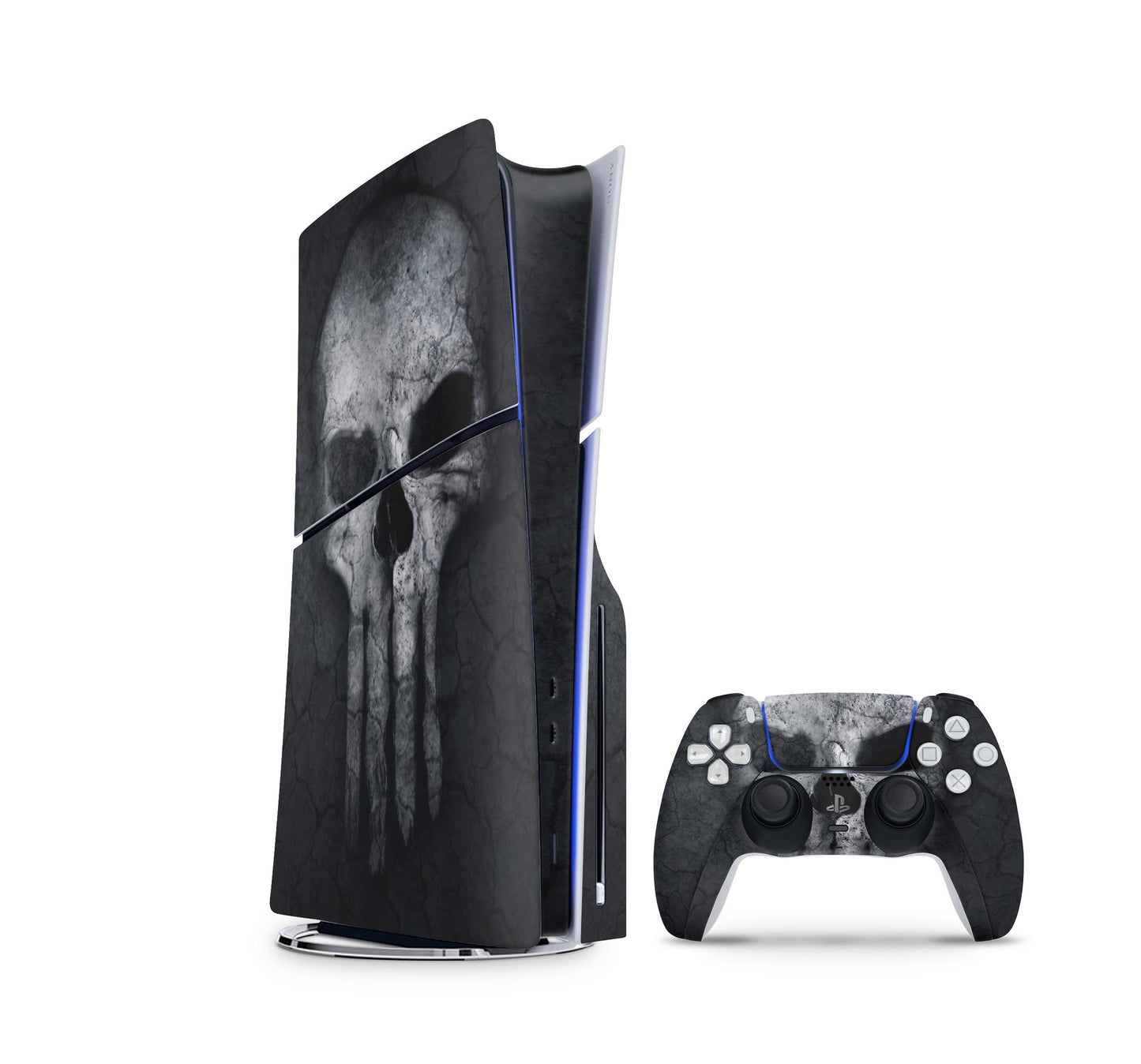 PS5 Slim Skins Disk Edition Aufkleber Design Premium Playstation 5 Skin + PS5 Controller Skin Hard Skull Aufkleber skins4u